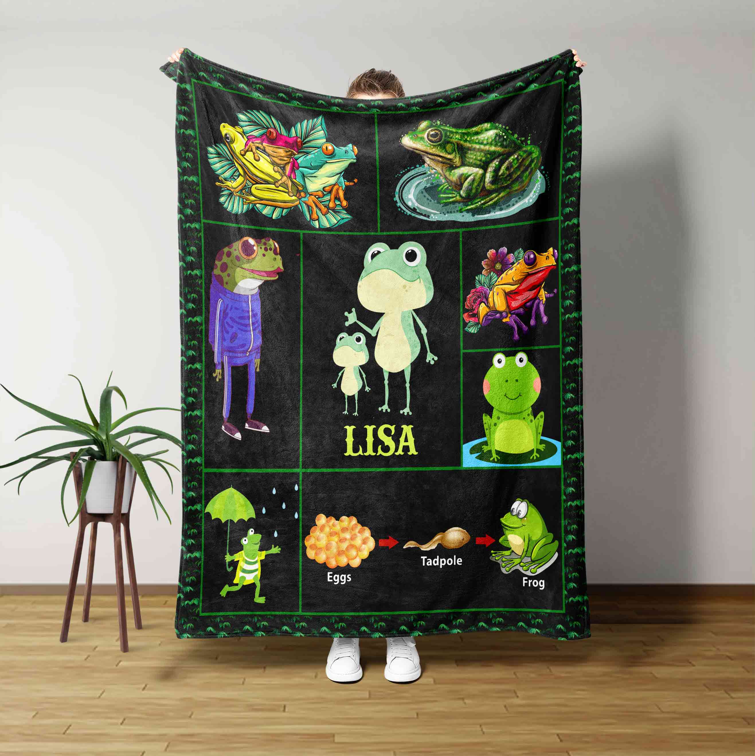 Funny Frog Custom Name Blanket
