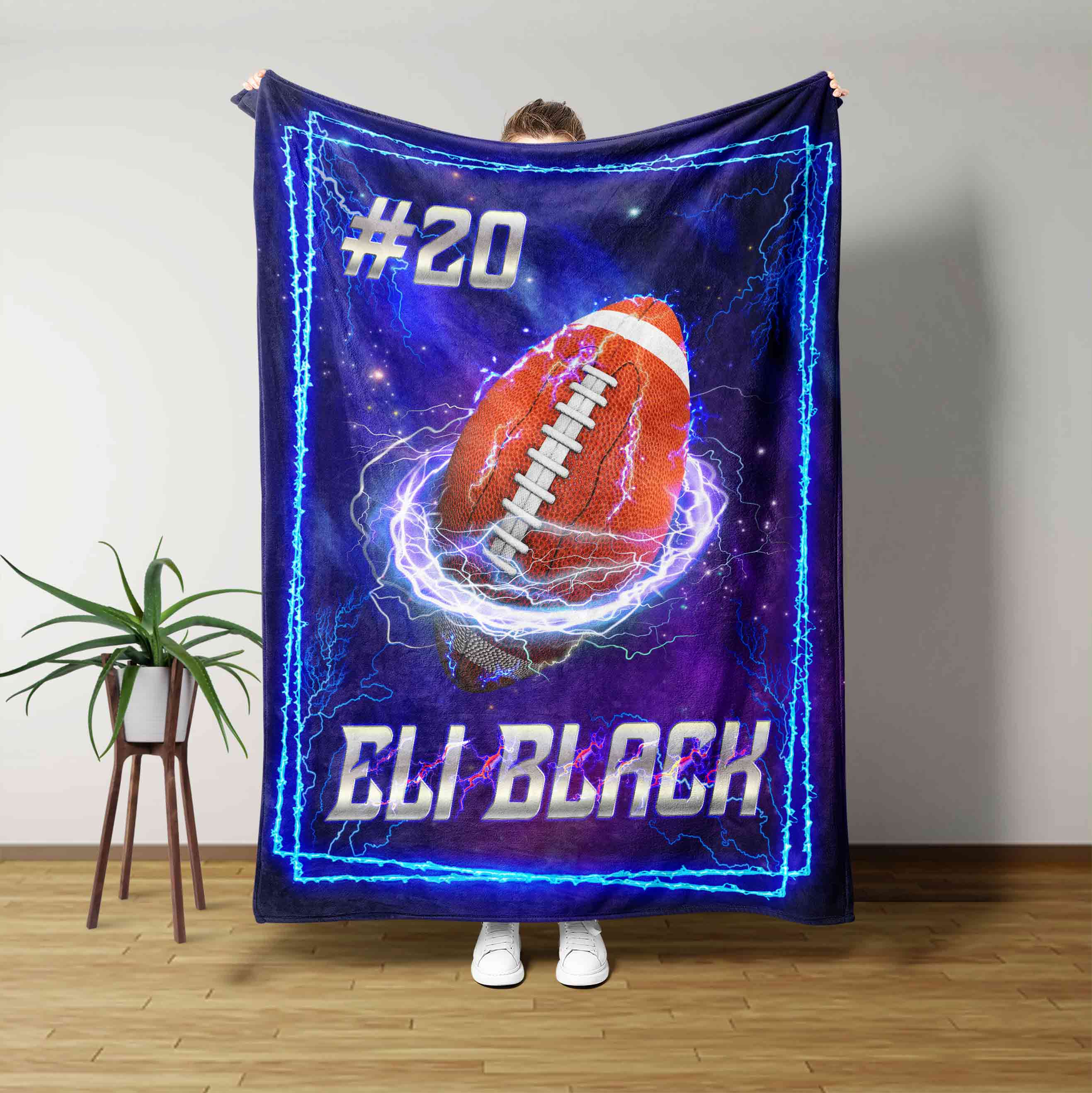 American Football Custom Number And Name Blanket