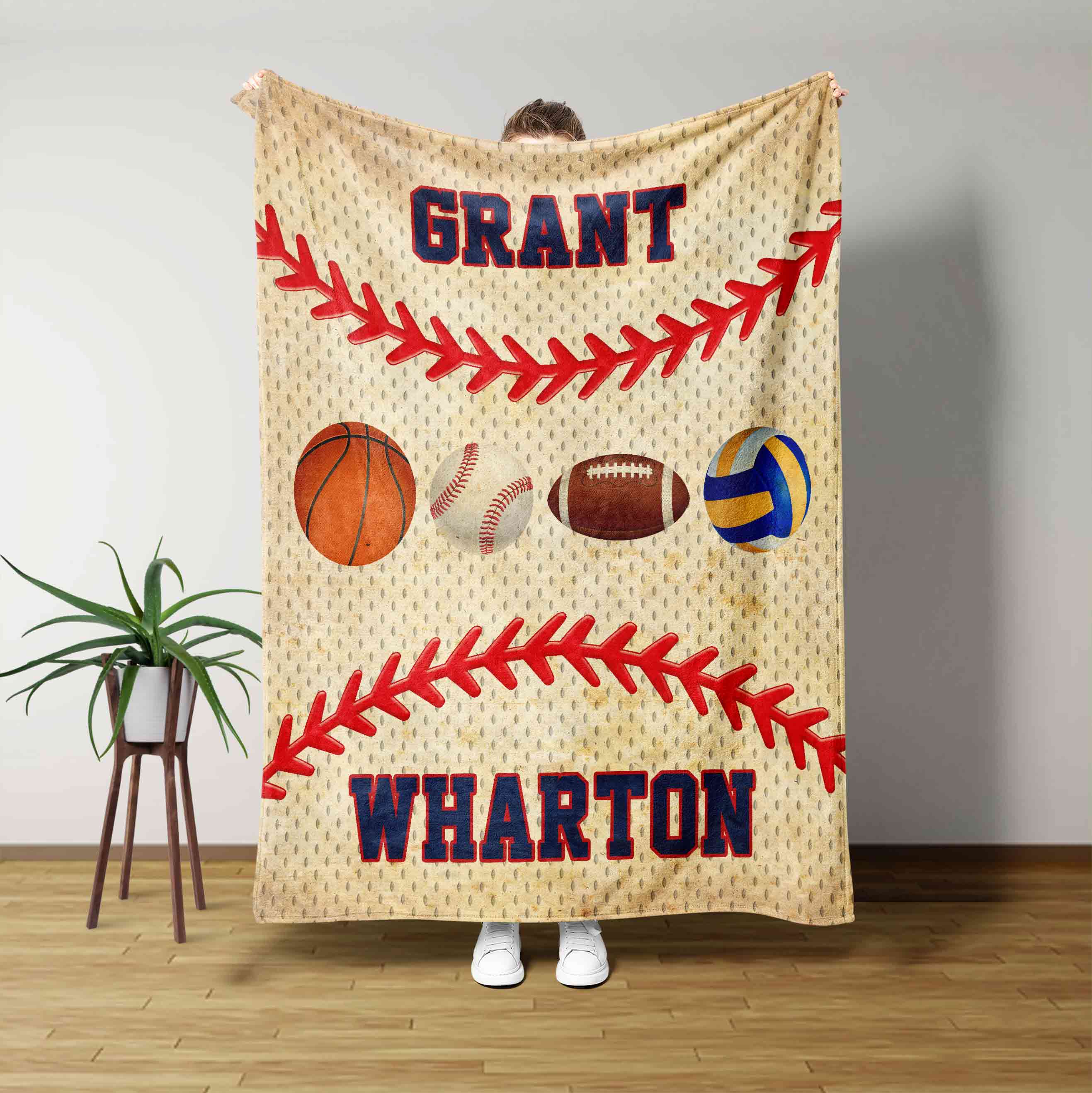 Sport Lover Football Softball Soccer Custom Name Blanket