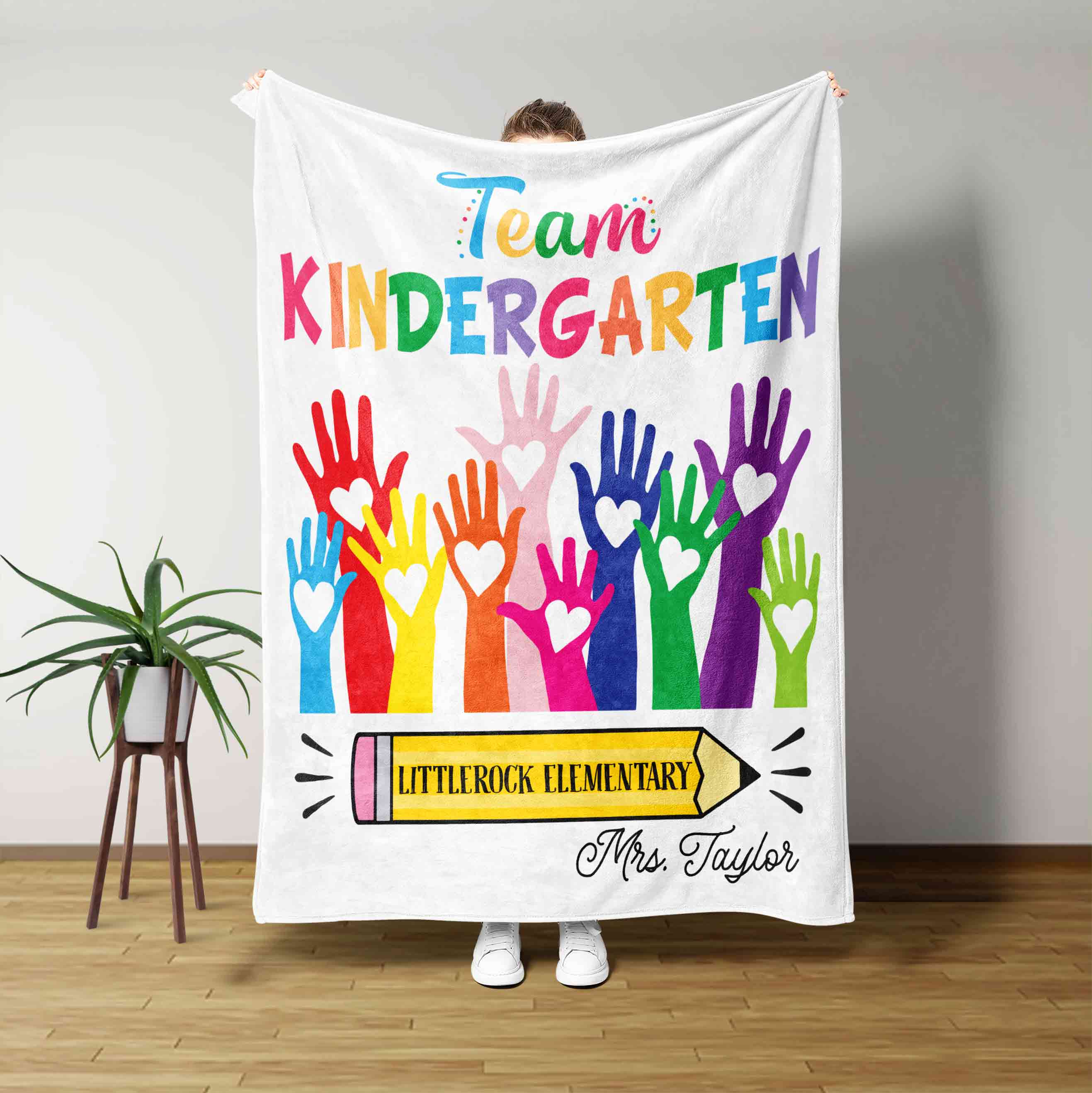 Team Kindergarten Custom Name Blanket