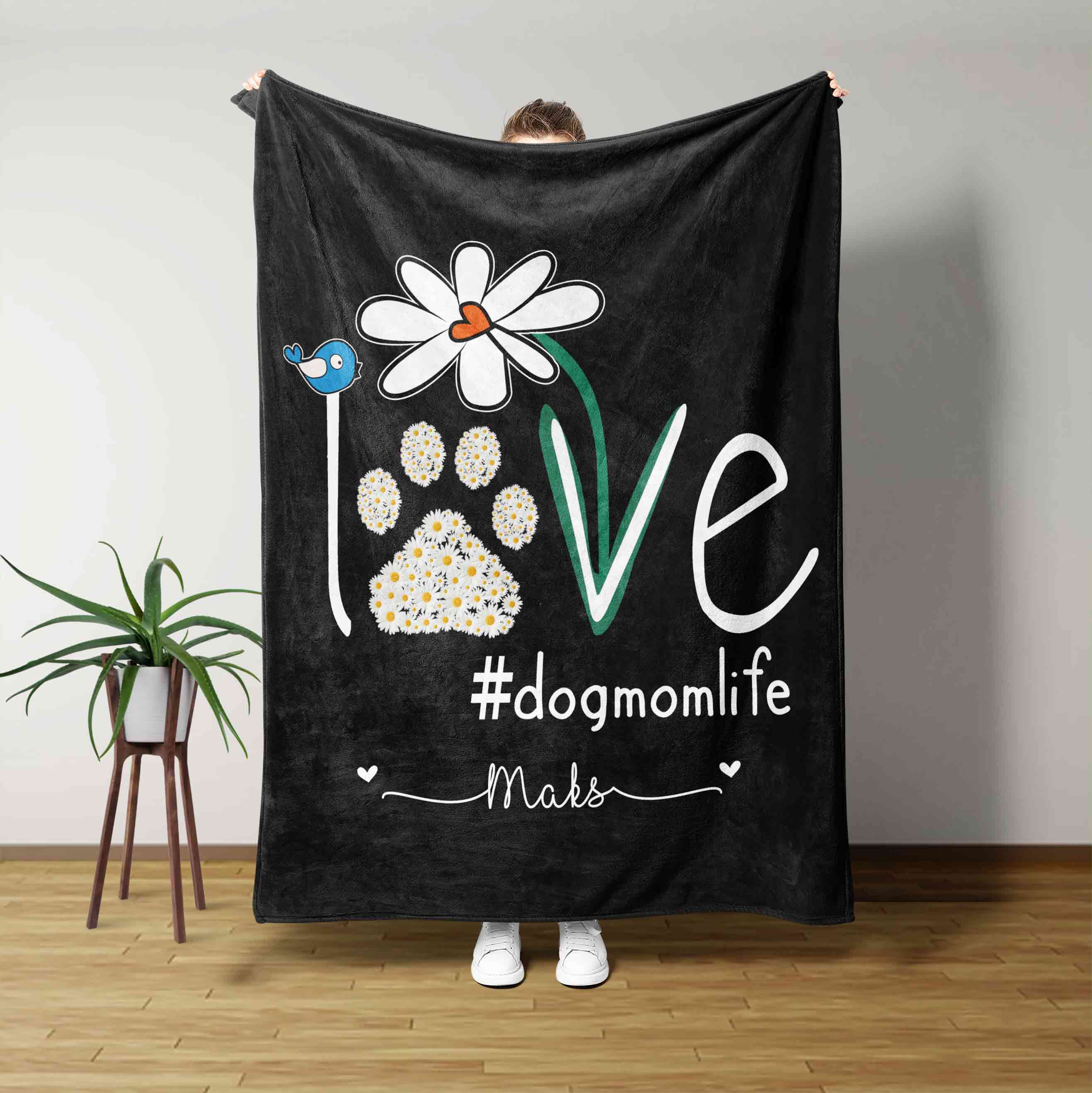 Dog Mom Life Custom Name Blanket