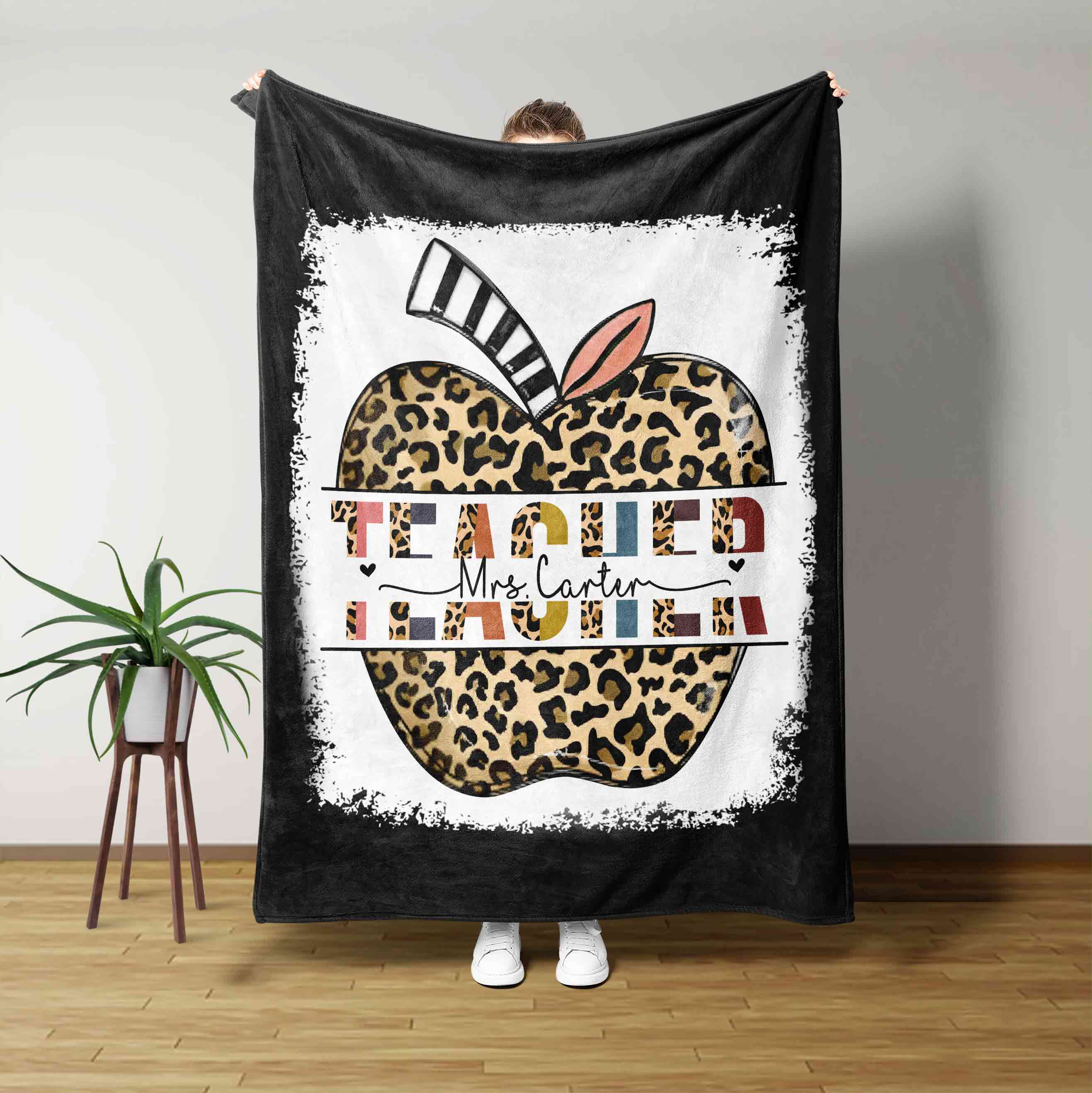 Apple For Teacher Custom Name Blanket