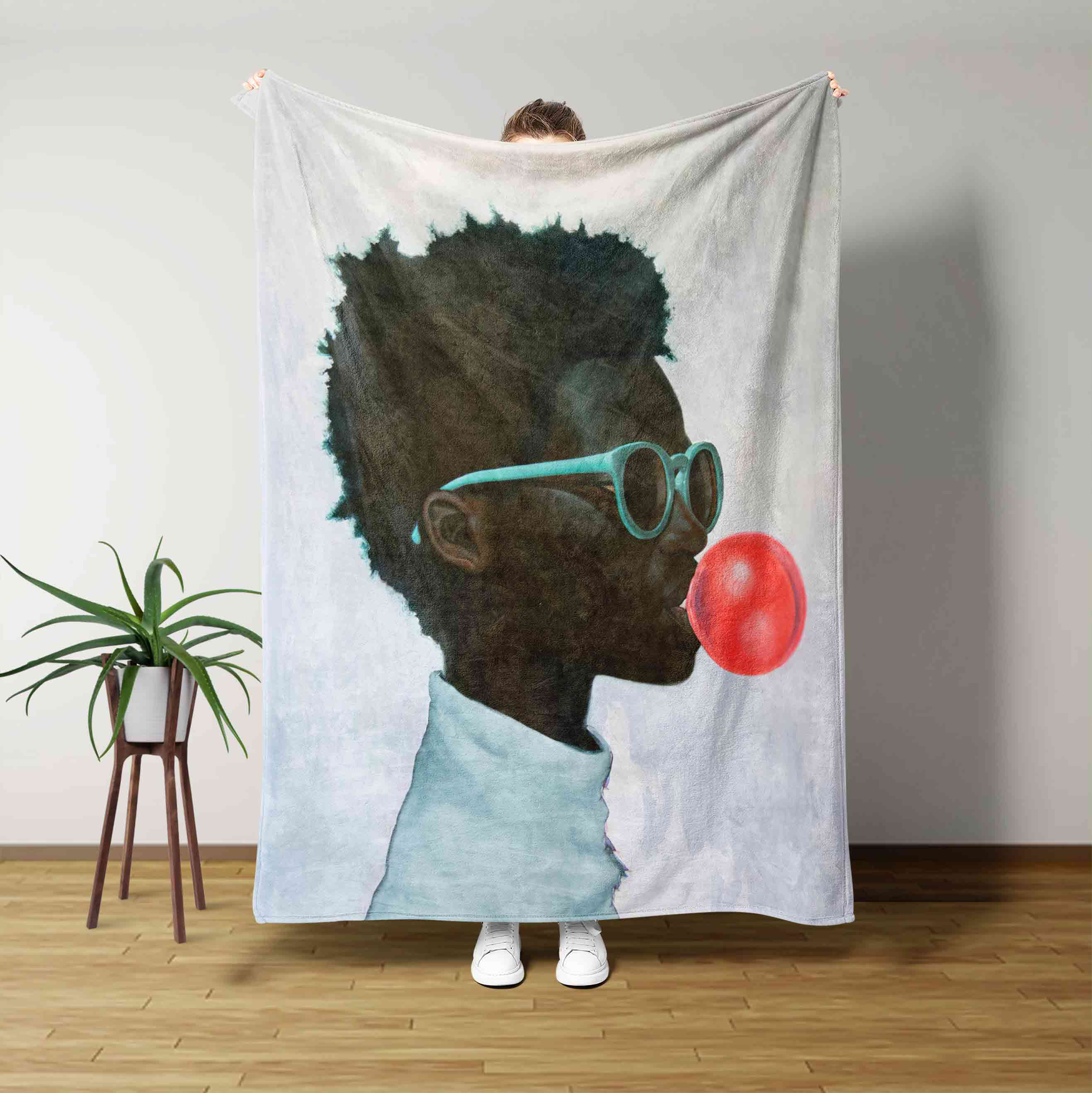 Black Boy With Bubble Gum Blanket