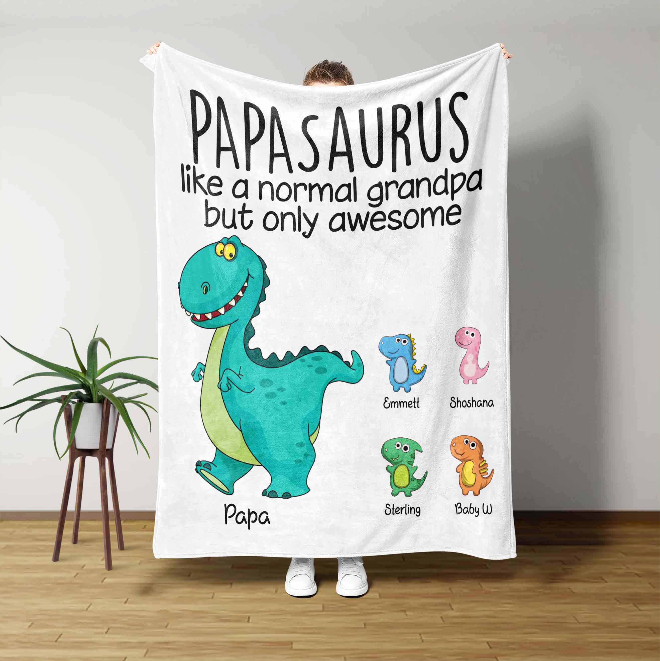 Papasaurus Custom Family Name Blanket
