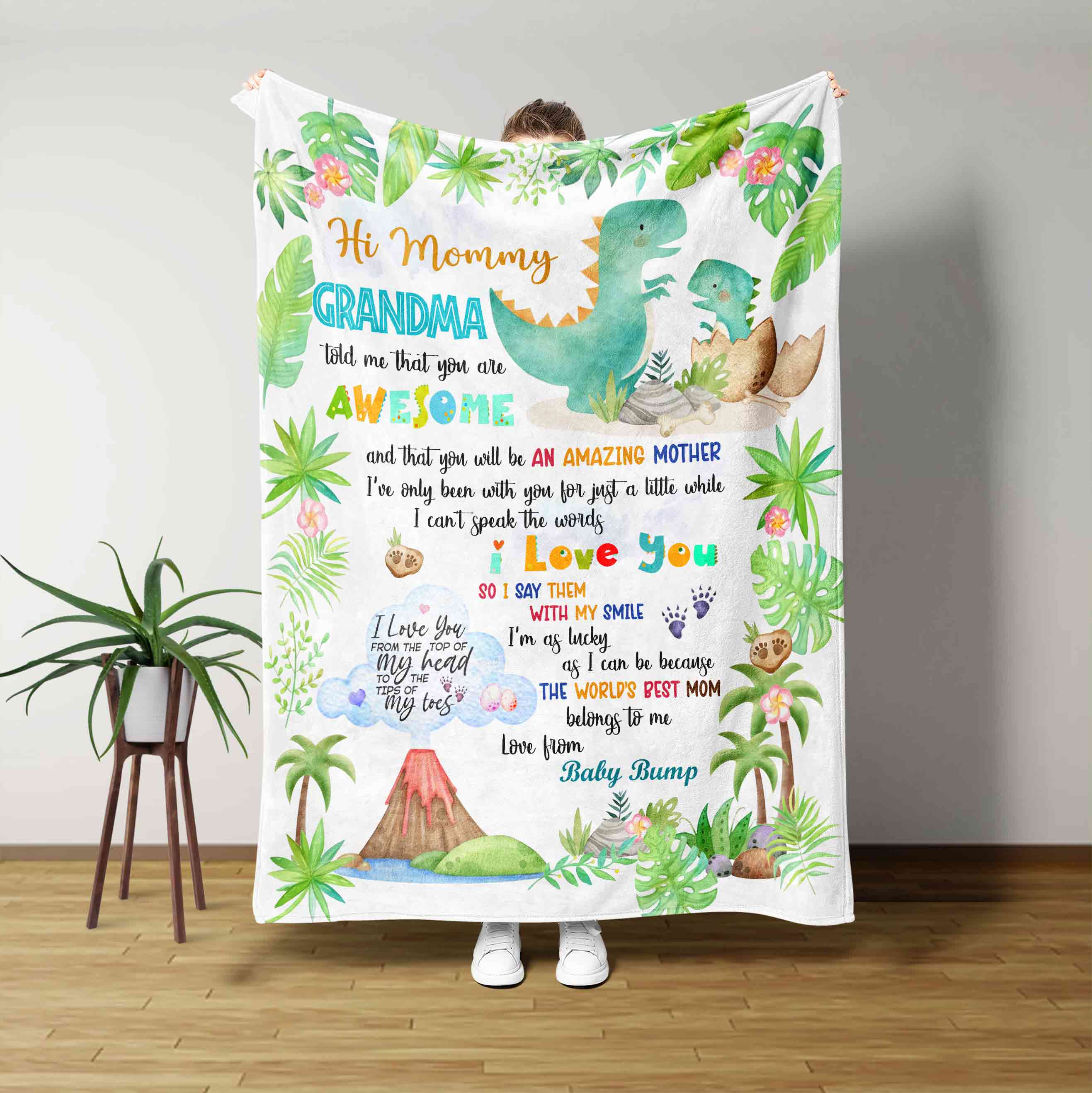 Hi Mommy From Egg Dinosaur Blanket