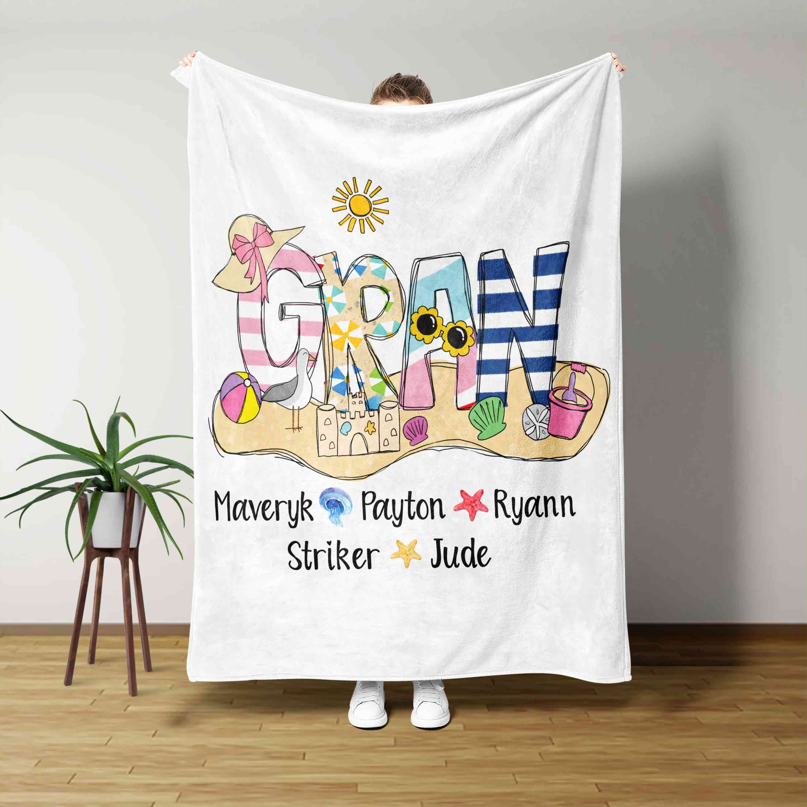 Gran Summer Beach Custom Name Blanket