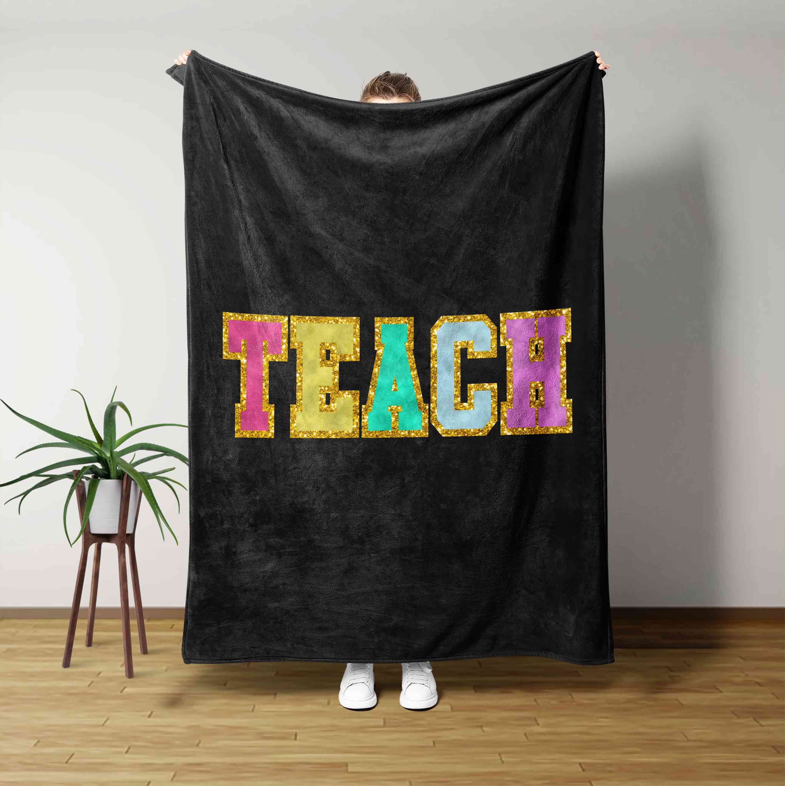 Teach Colorful Text Blanket