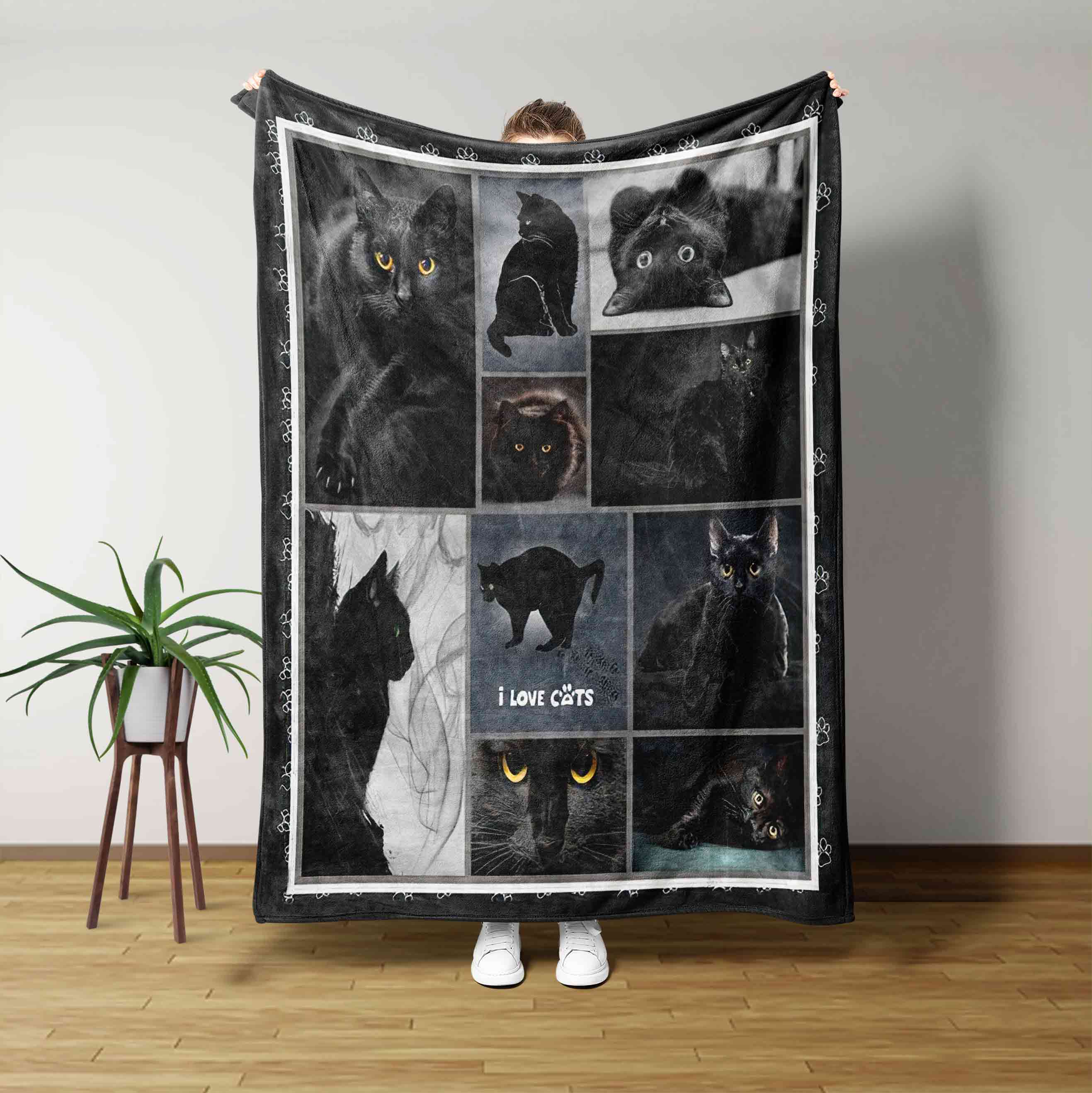 I Love Black Cats Blanket