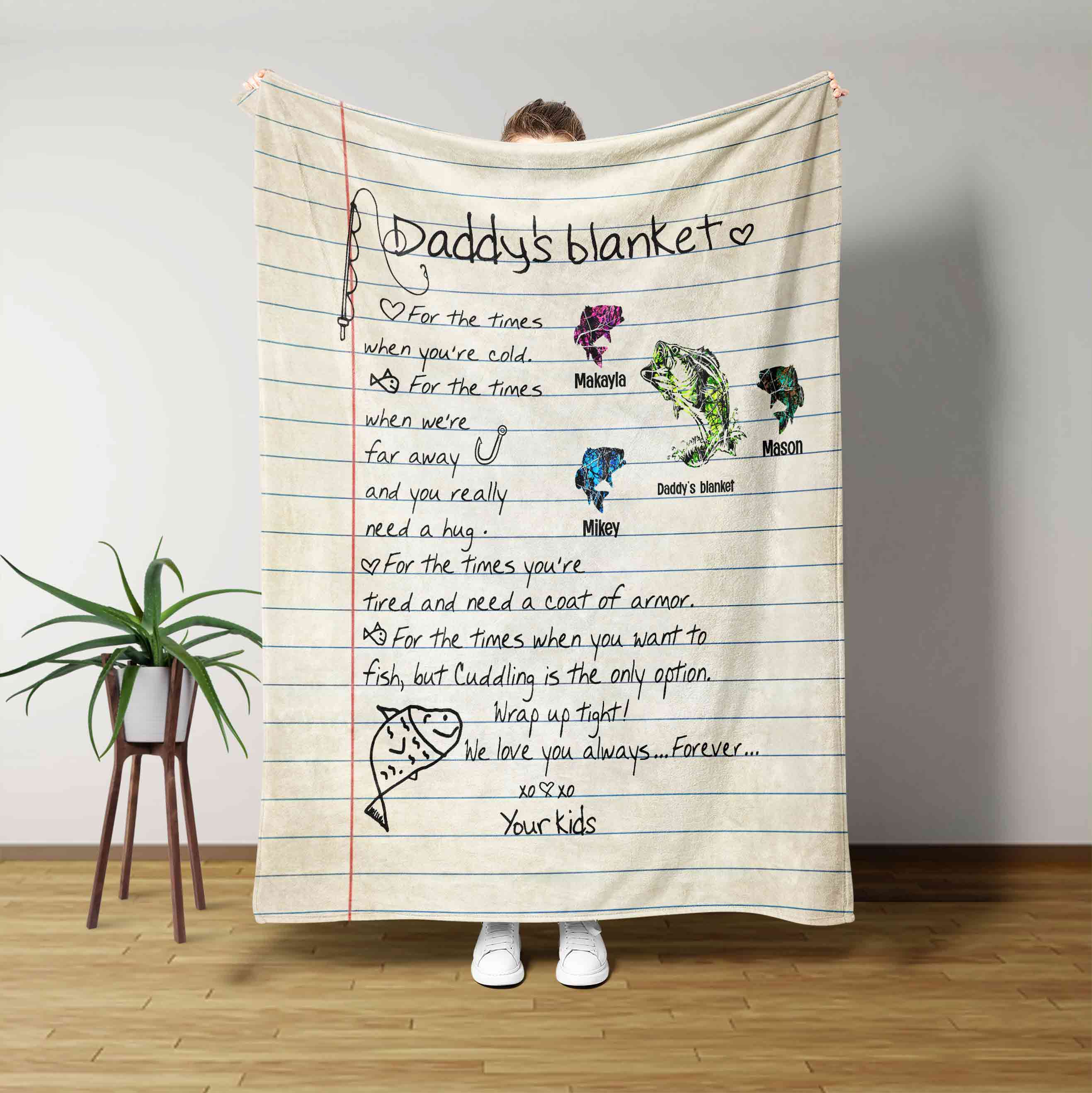 Daddy Notebook Paper Blanket