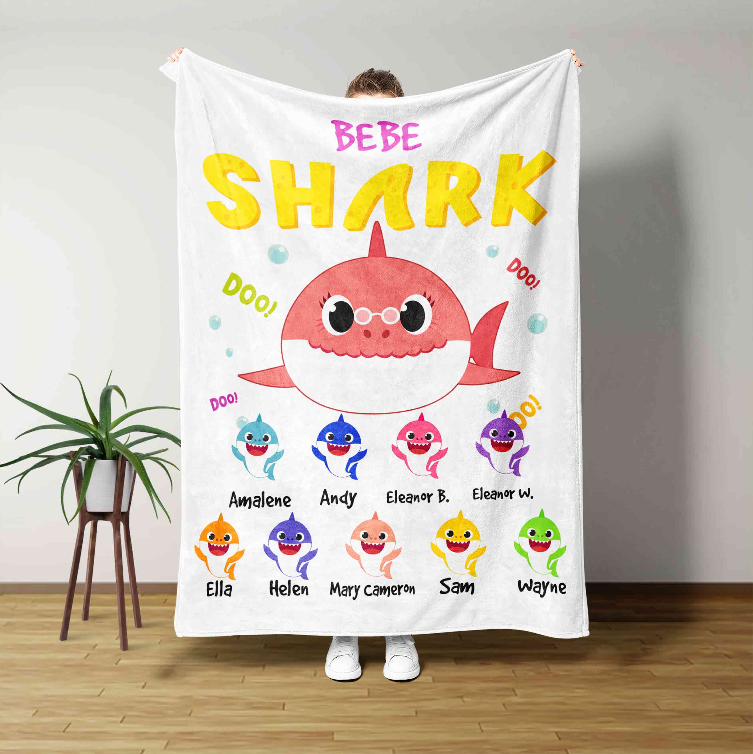 Bebe Shark Custom Name Blanket