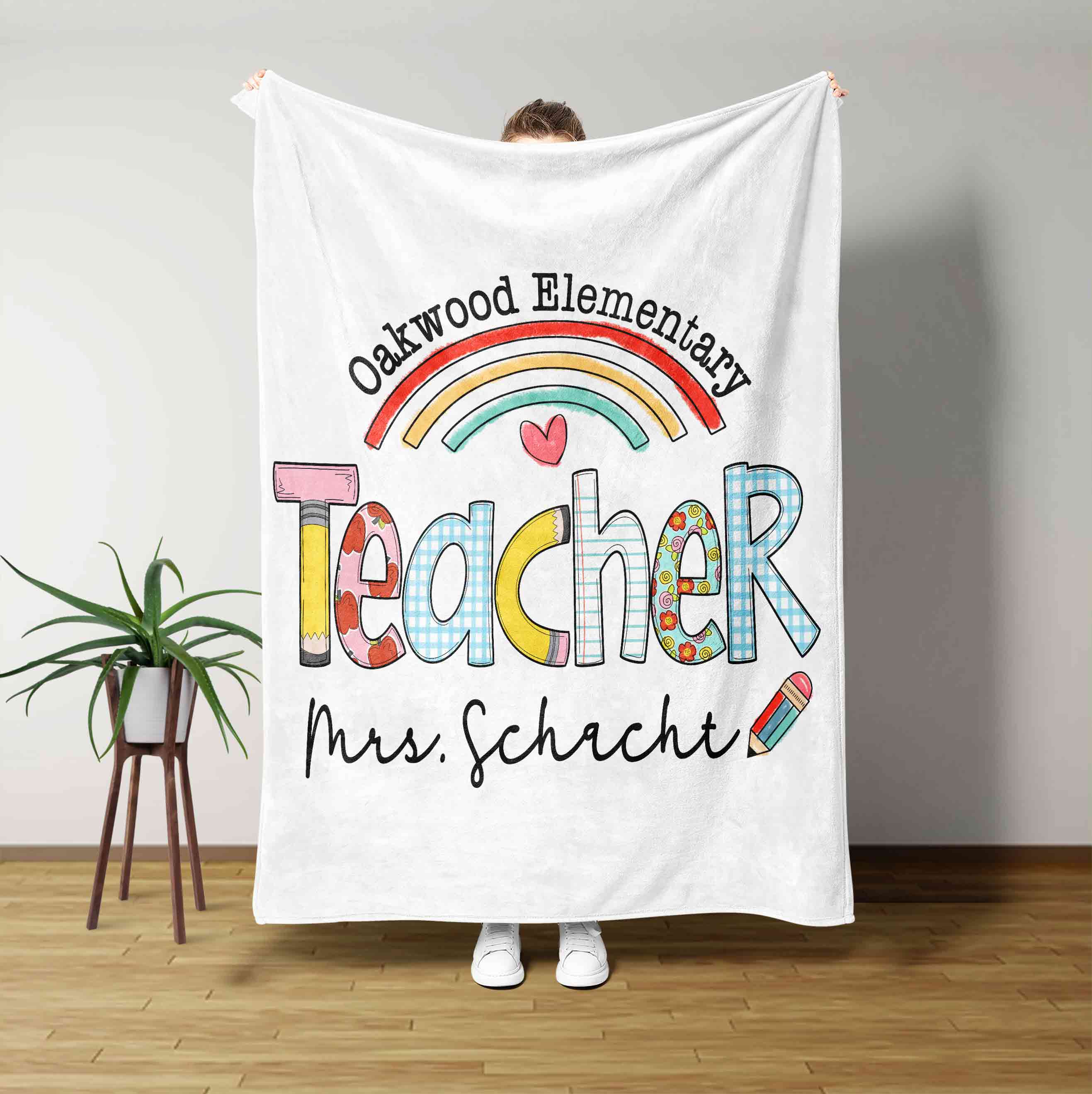Oakwood Elementary Teacher Custom Name Blanket