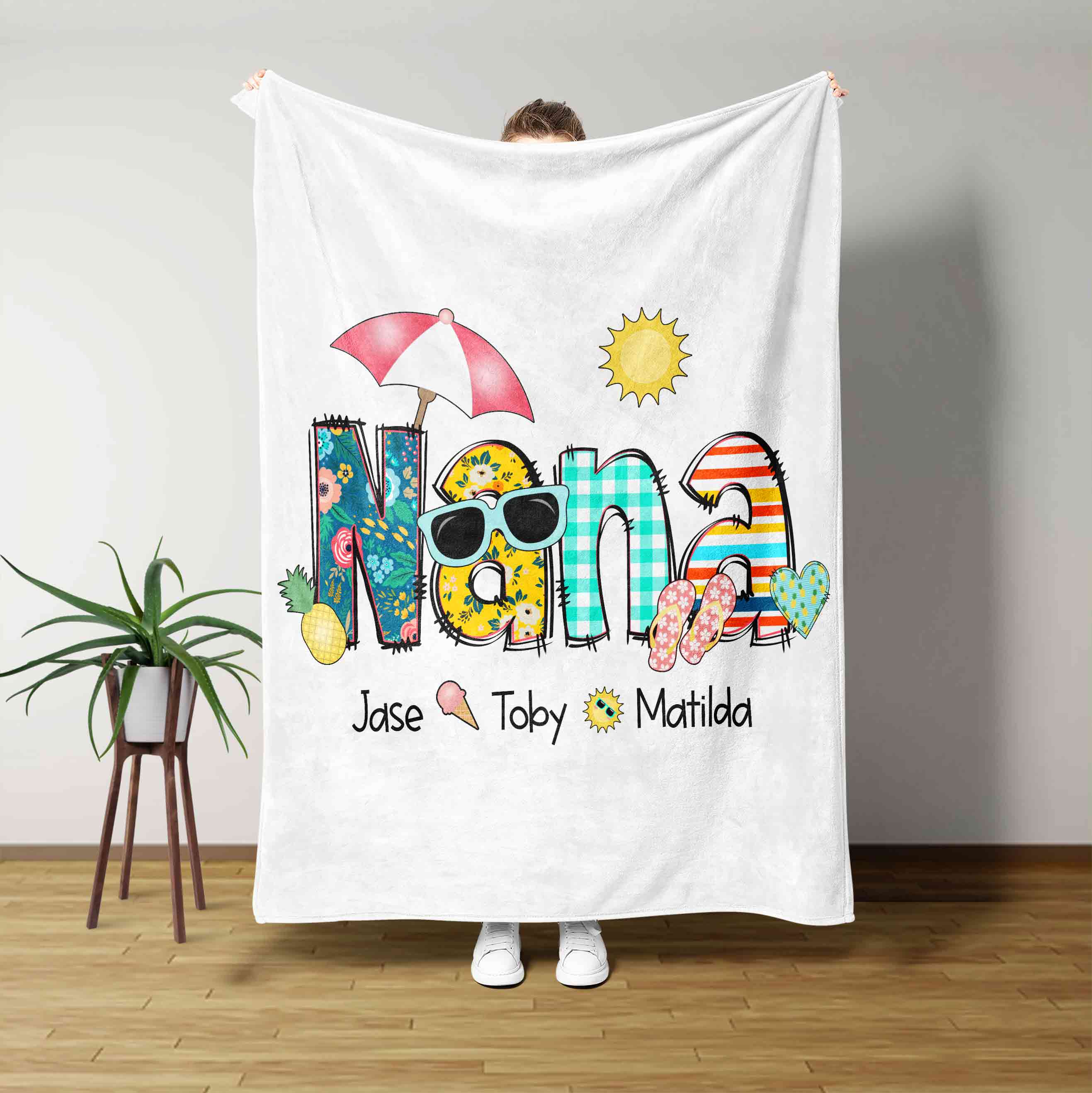 Summer Nana Custom Name Blanket