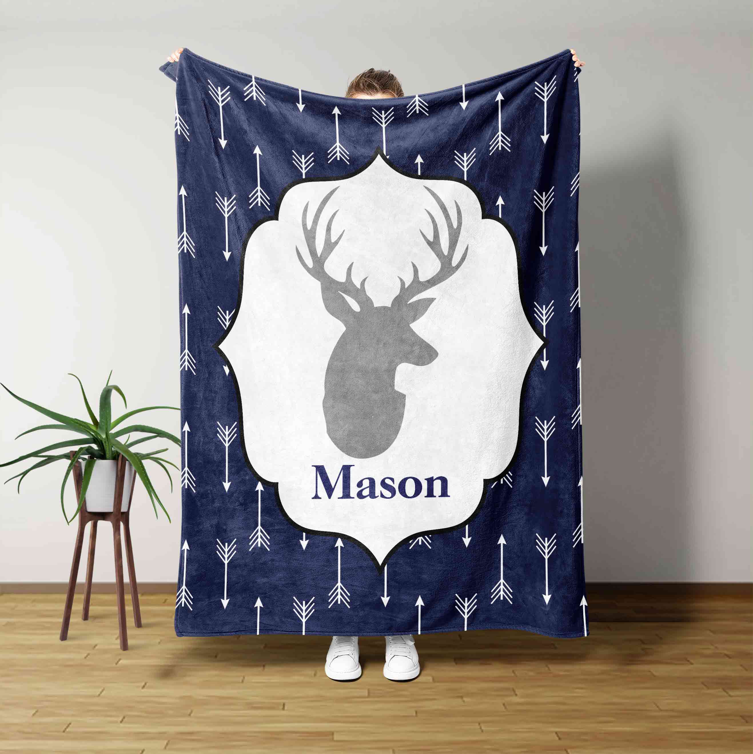 Deer And Arrow Custom Name Blanket