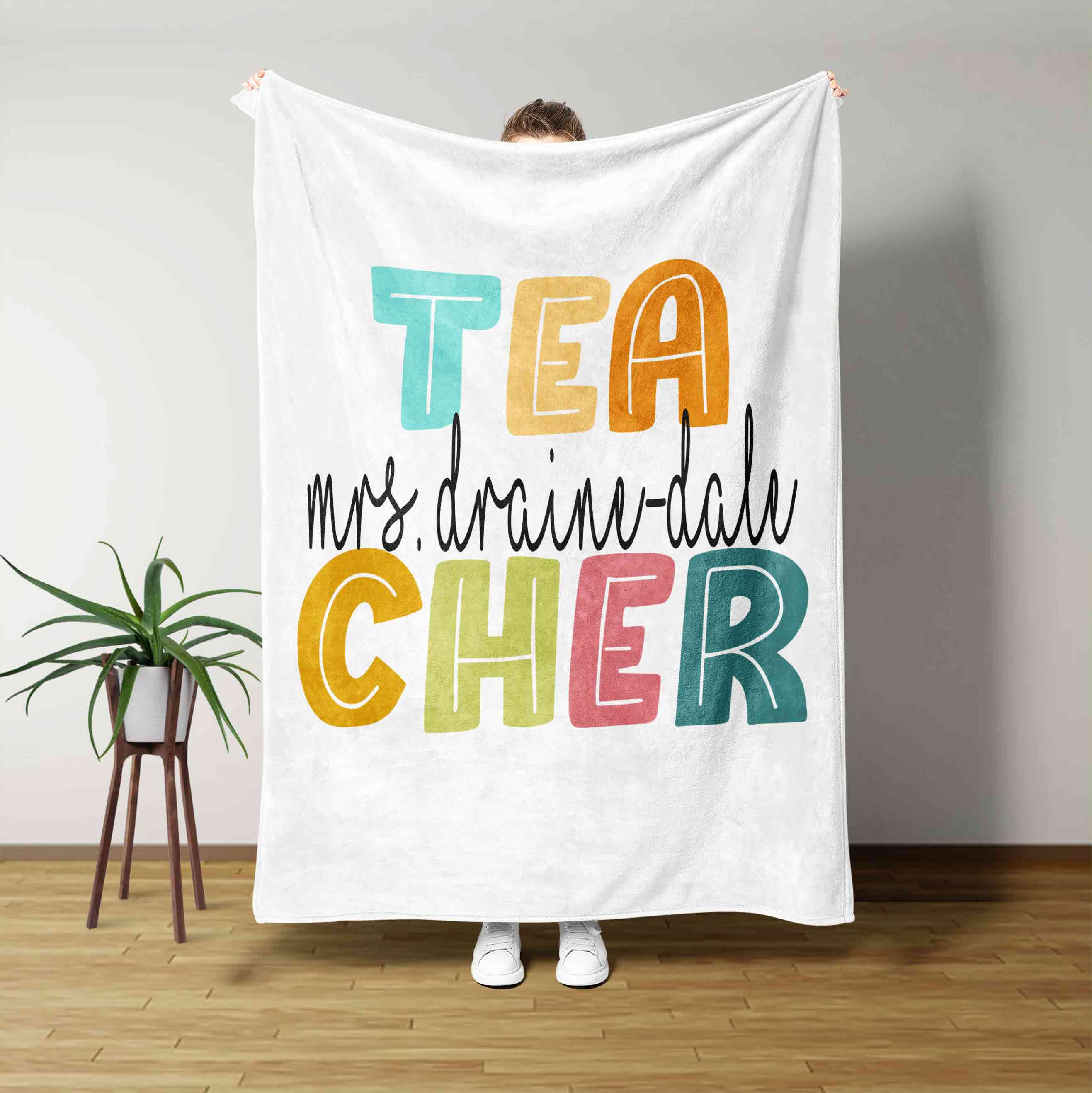 Colorful Custom Teacher Name Blanket