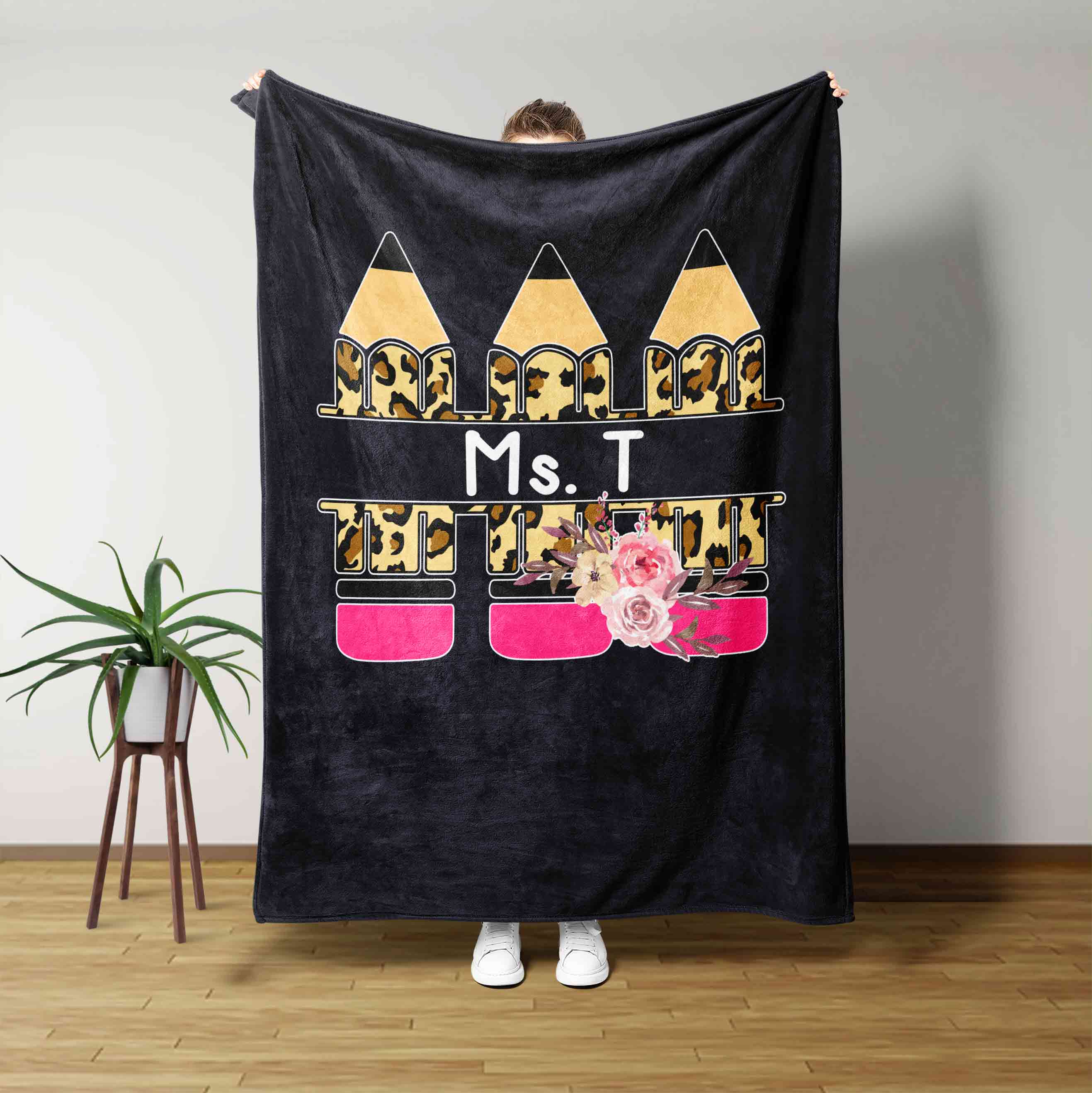 Pencil Custom Teacher Name Blanket