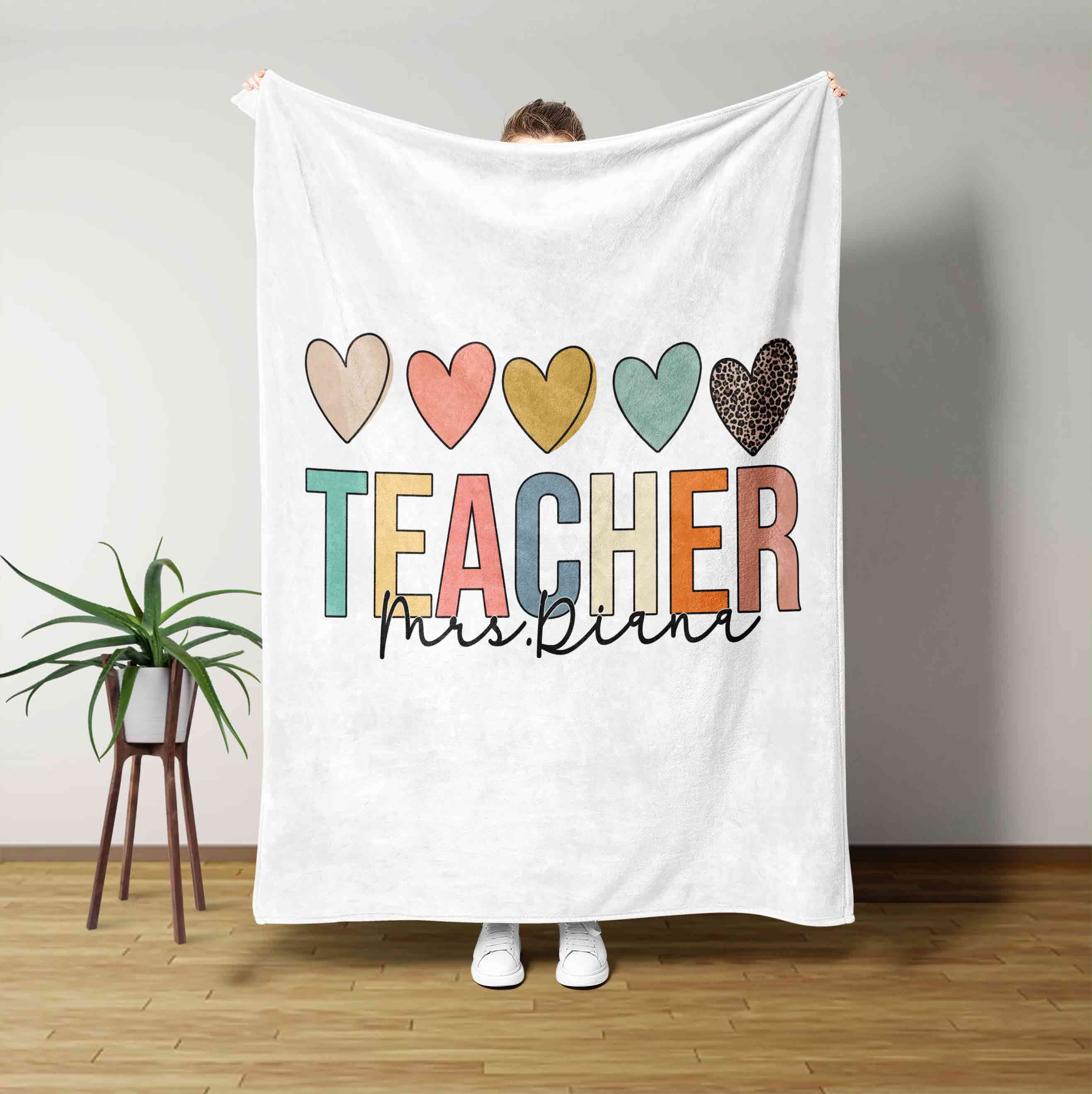 Heart Custom Teacher Name Blanket