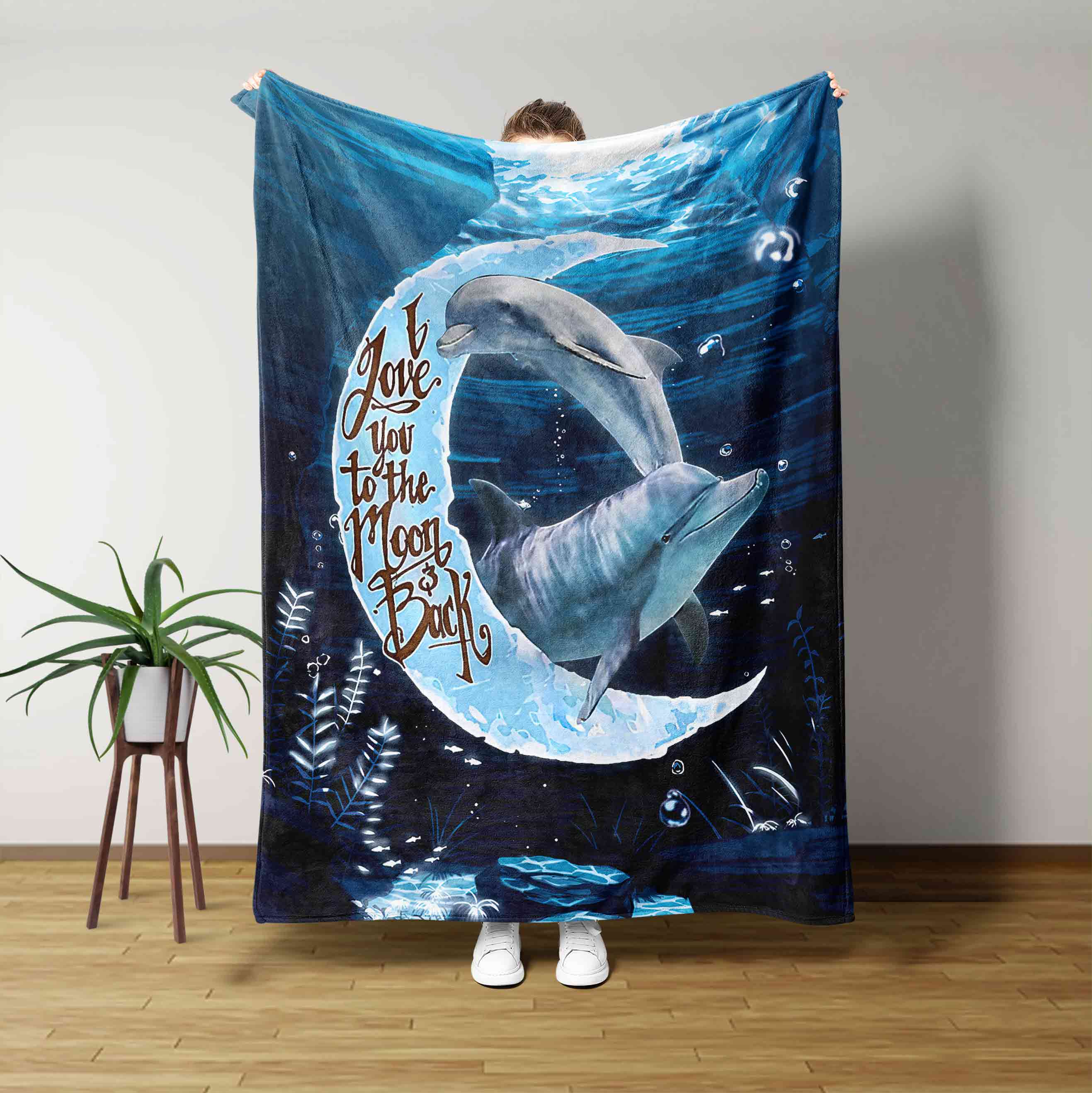 Dolphin I Love You To The Moon And Back Blanket