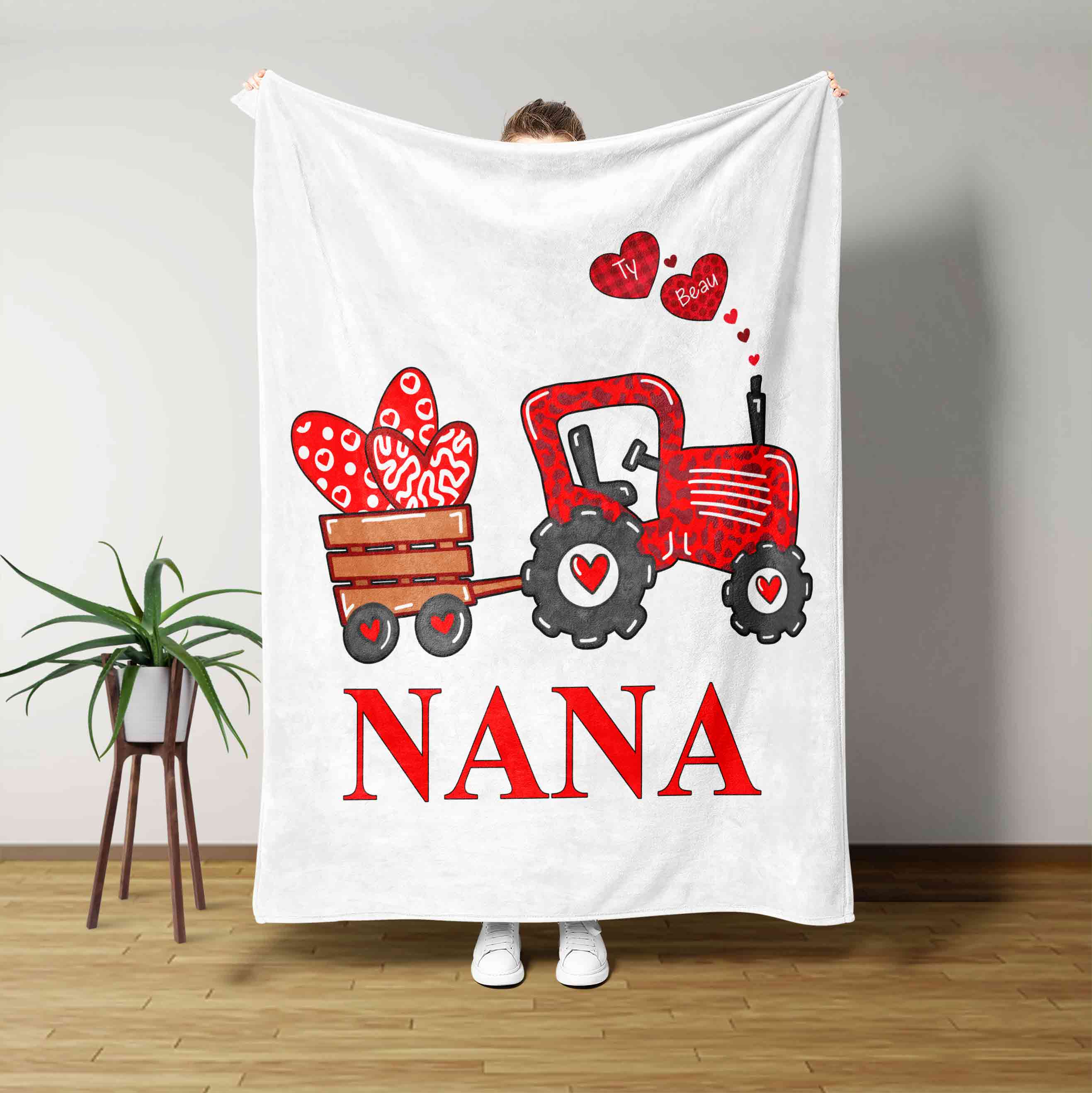 Nana Truck And Heart Blanket