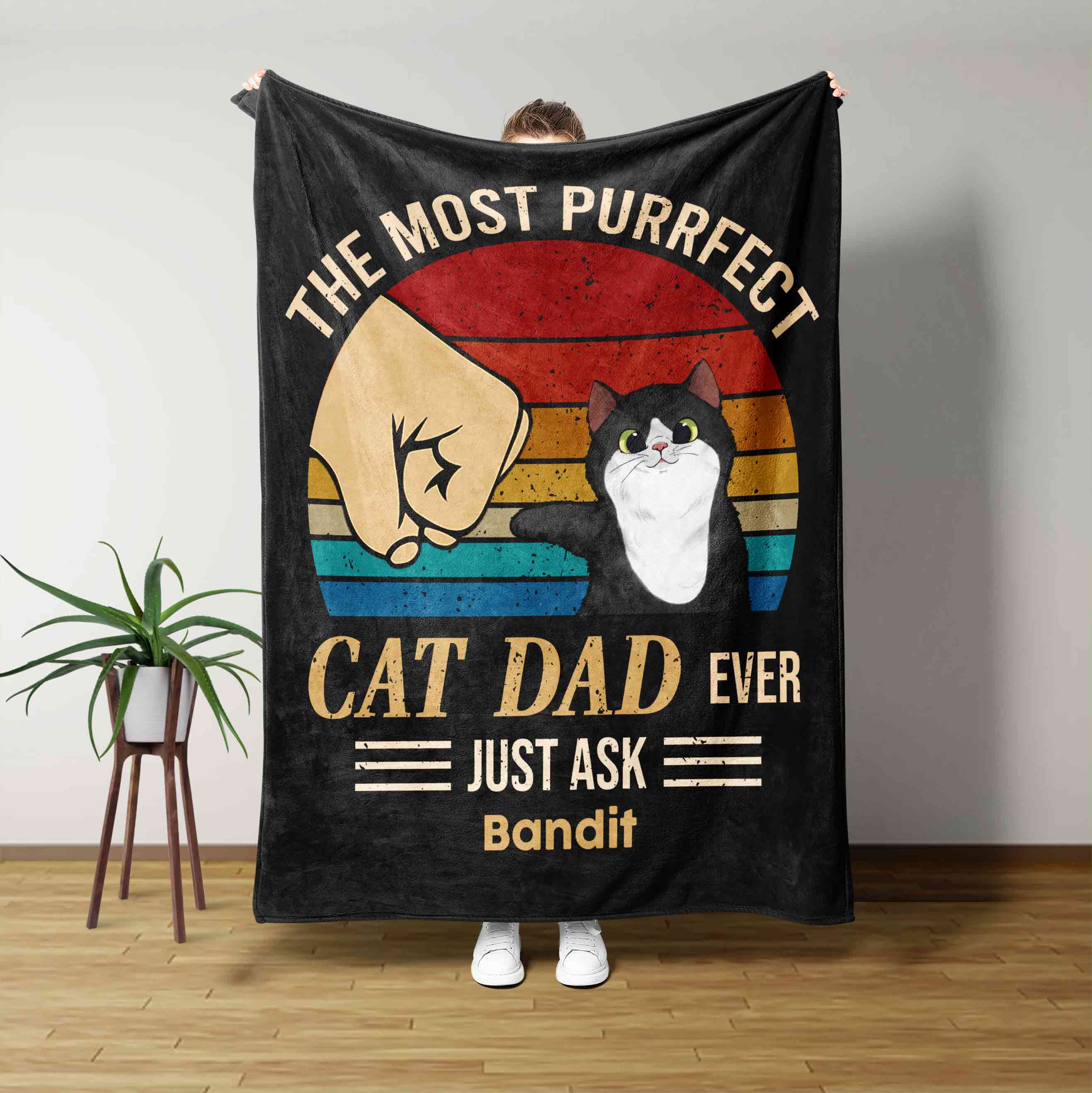 The Most Purrfect Cat Dad Ever Just Ask Blanket