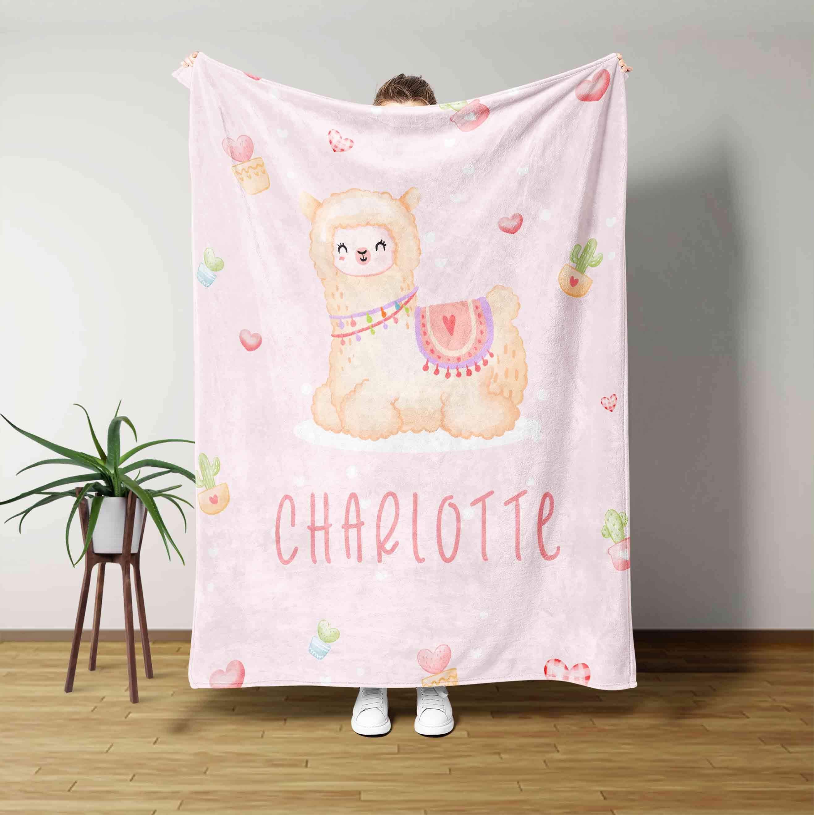 Llama Cute Custom Name Blanket