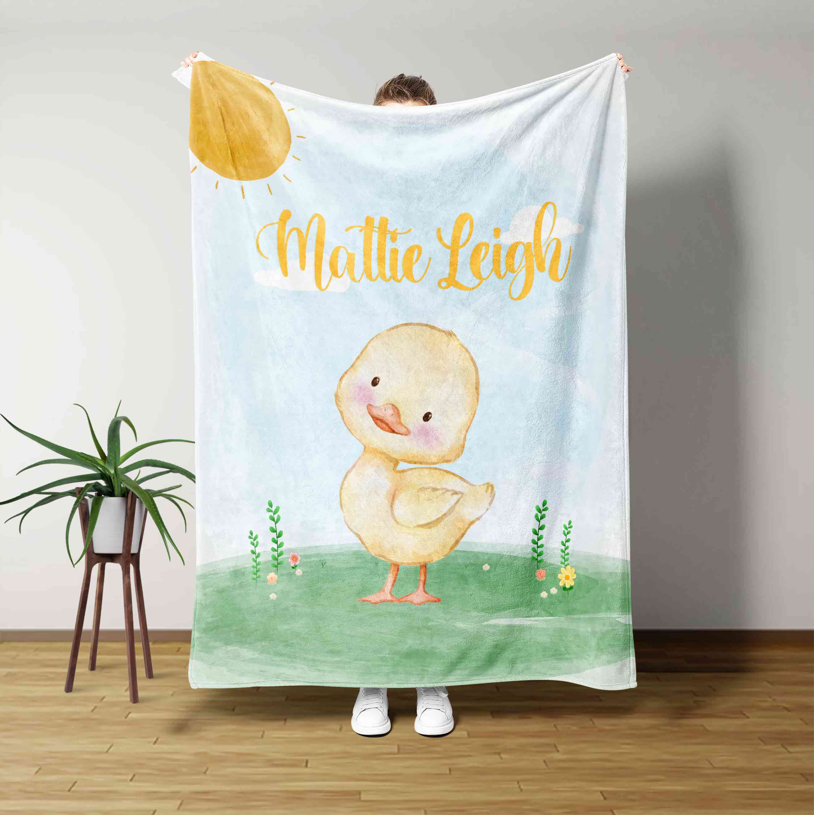 Duck Cute Custom Name Blanket