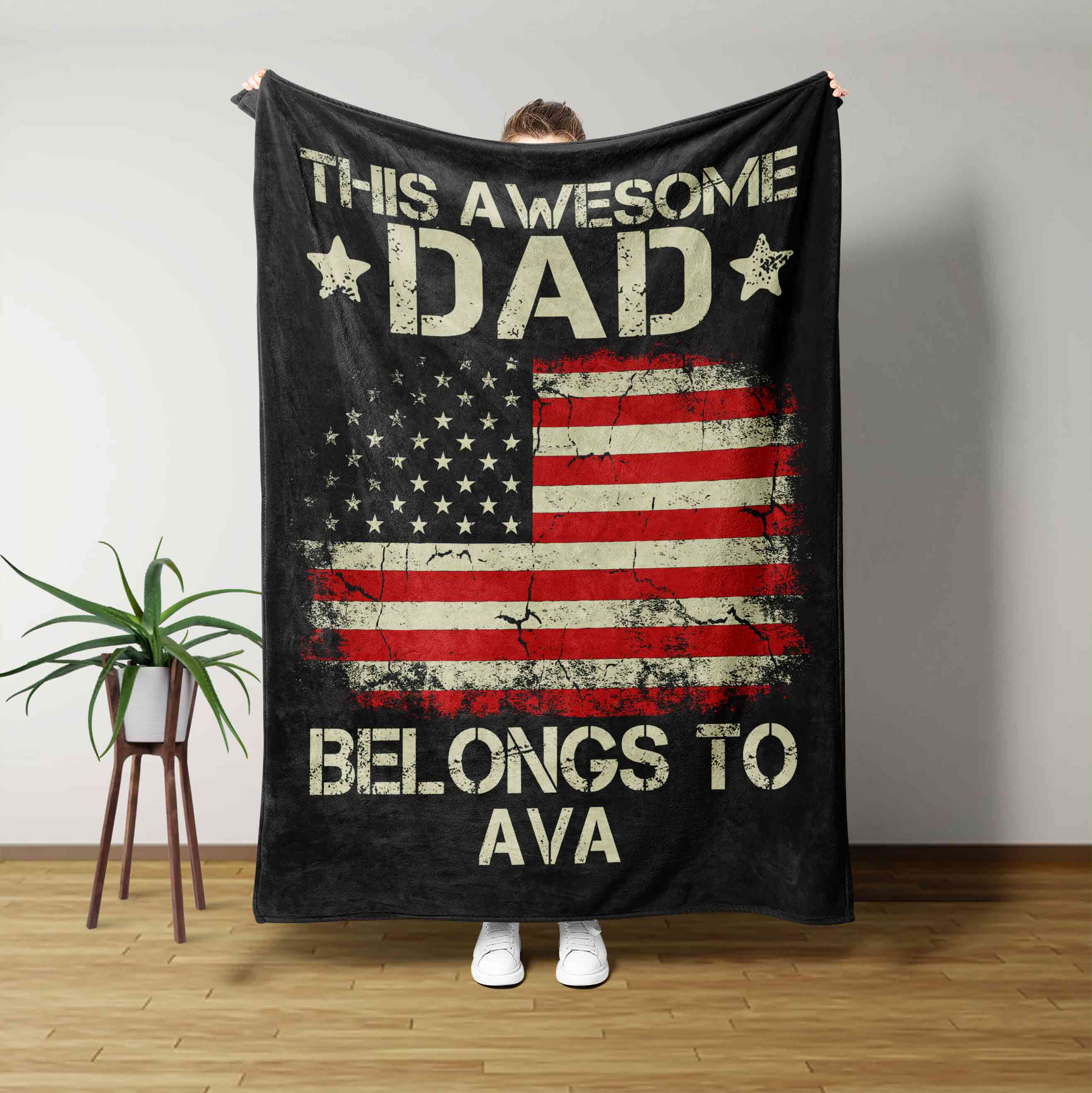 This Awesome Dad Belongs To Ava Blanket