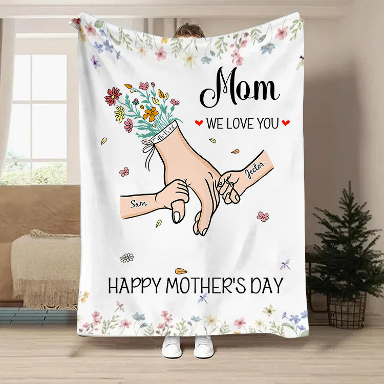 Mom We Love You Family Love Blooms Forever Customized Mothers Day Gift Blanket