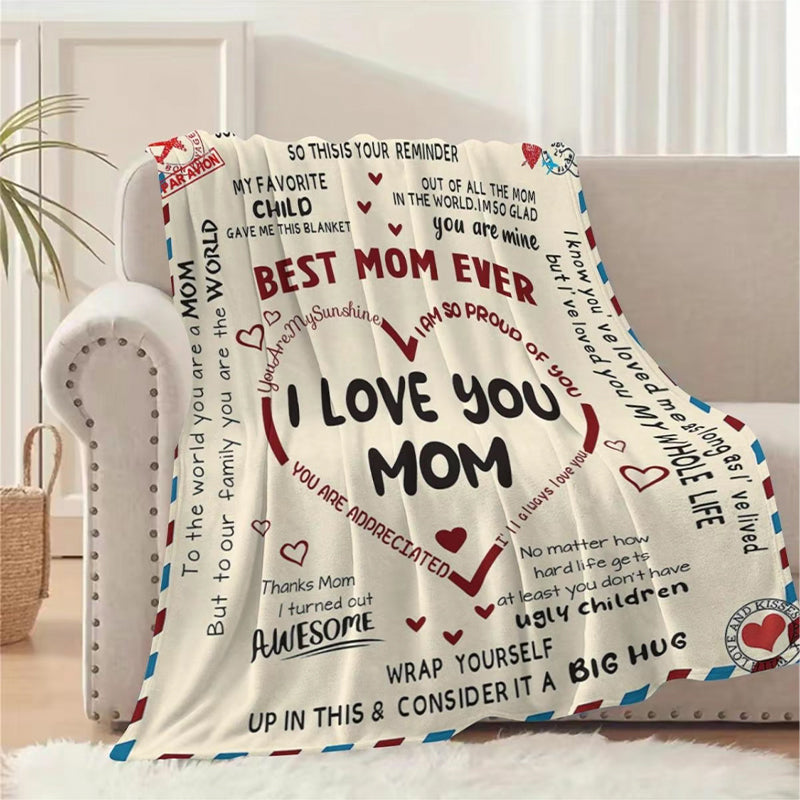 Best Mom Ever Letter To Mom Pattern Mothers Day Gift Blanket