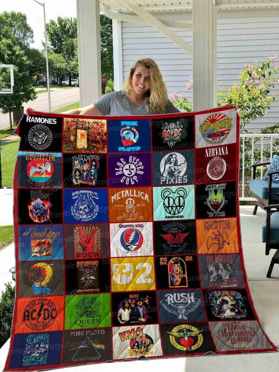 80S Rock Band Music All Season Quilt Blanket