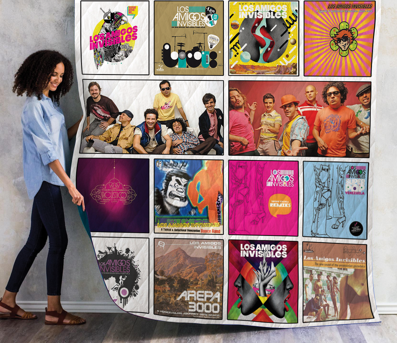Los Amigos Invisibles Albums Quilt Blanket