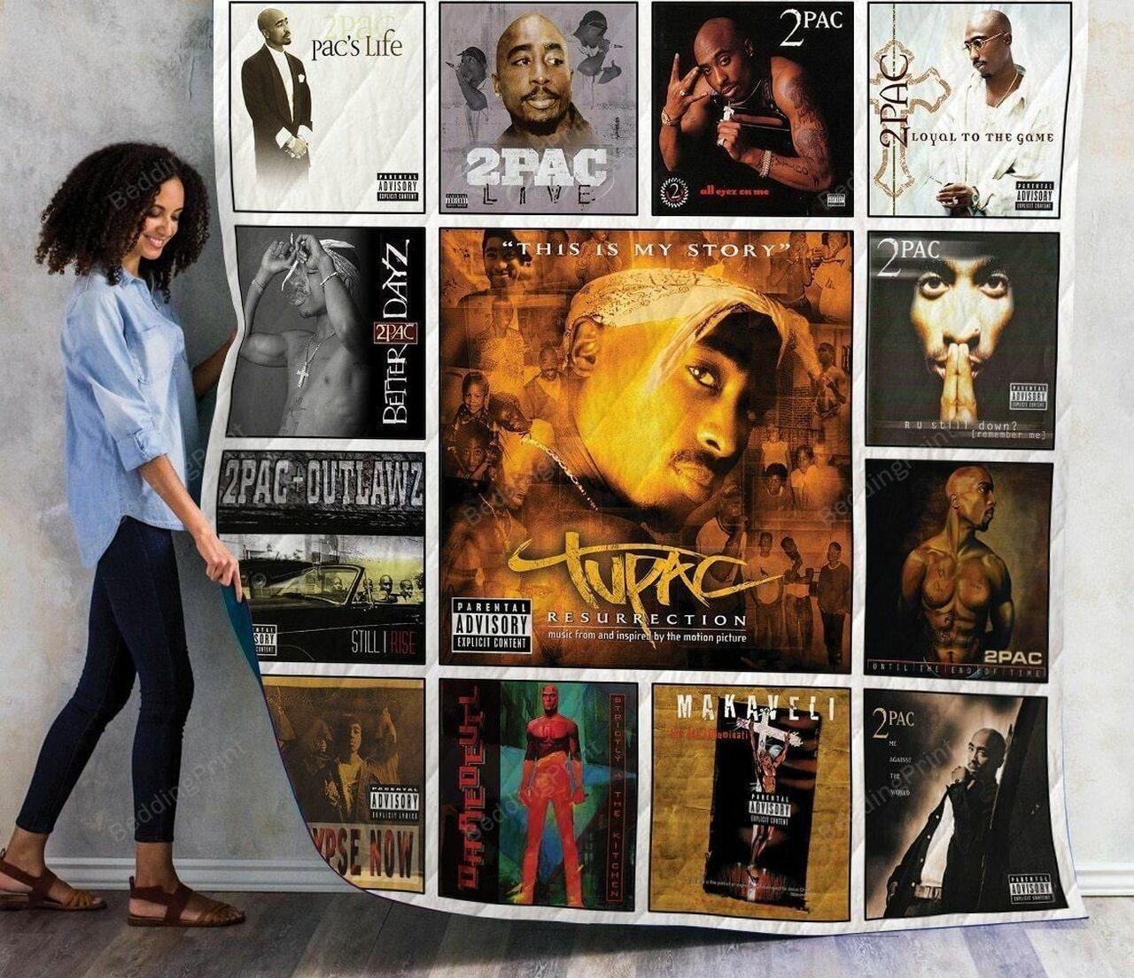Tupac Shakur Albums 2 Quilt Blanket