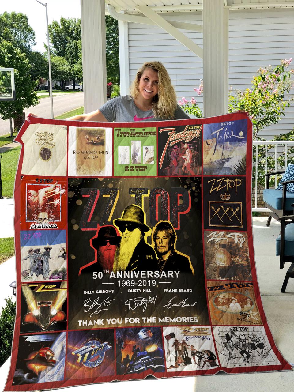 50 Years Of Zz Top Thank You For The Memories Quilt Blanket