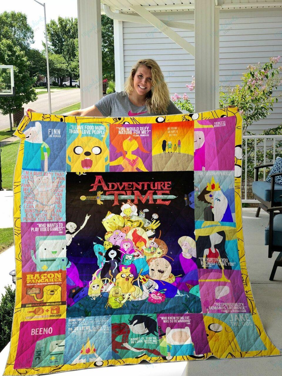 Adventure Time Cartoon Quilt Blanket
