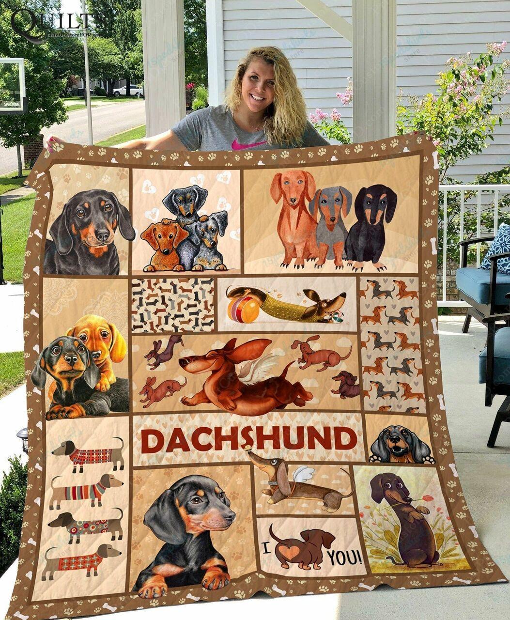 Dachshund Cartoon Quilt Blanket