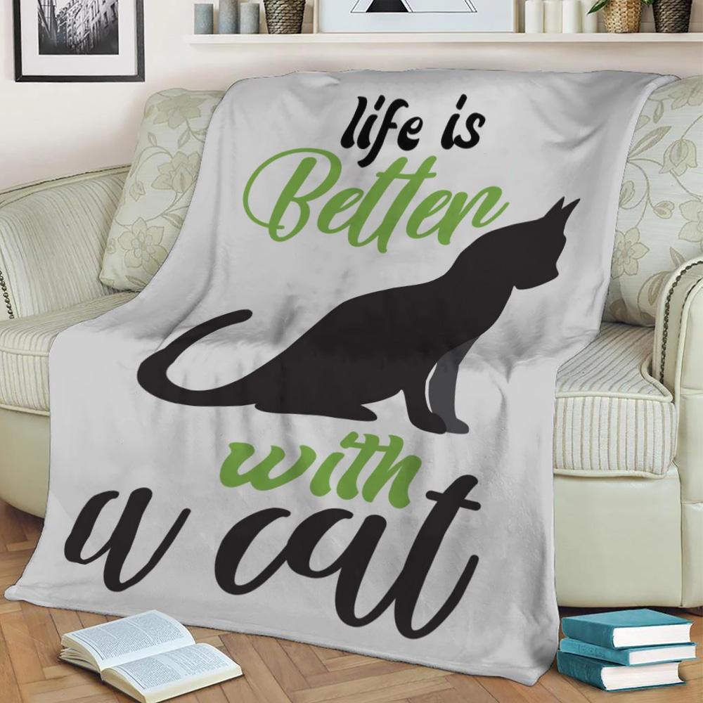 Life Is Better With Cat Fleece Throw Blanket