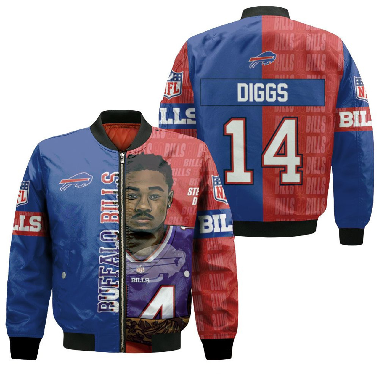 Buffalo Bills Great Player Logo Bomber Jacket And Navy Blue