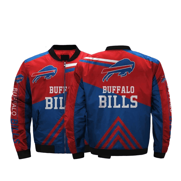 Buffalo Bills Team Logo Bomber Jacket Blue And Red