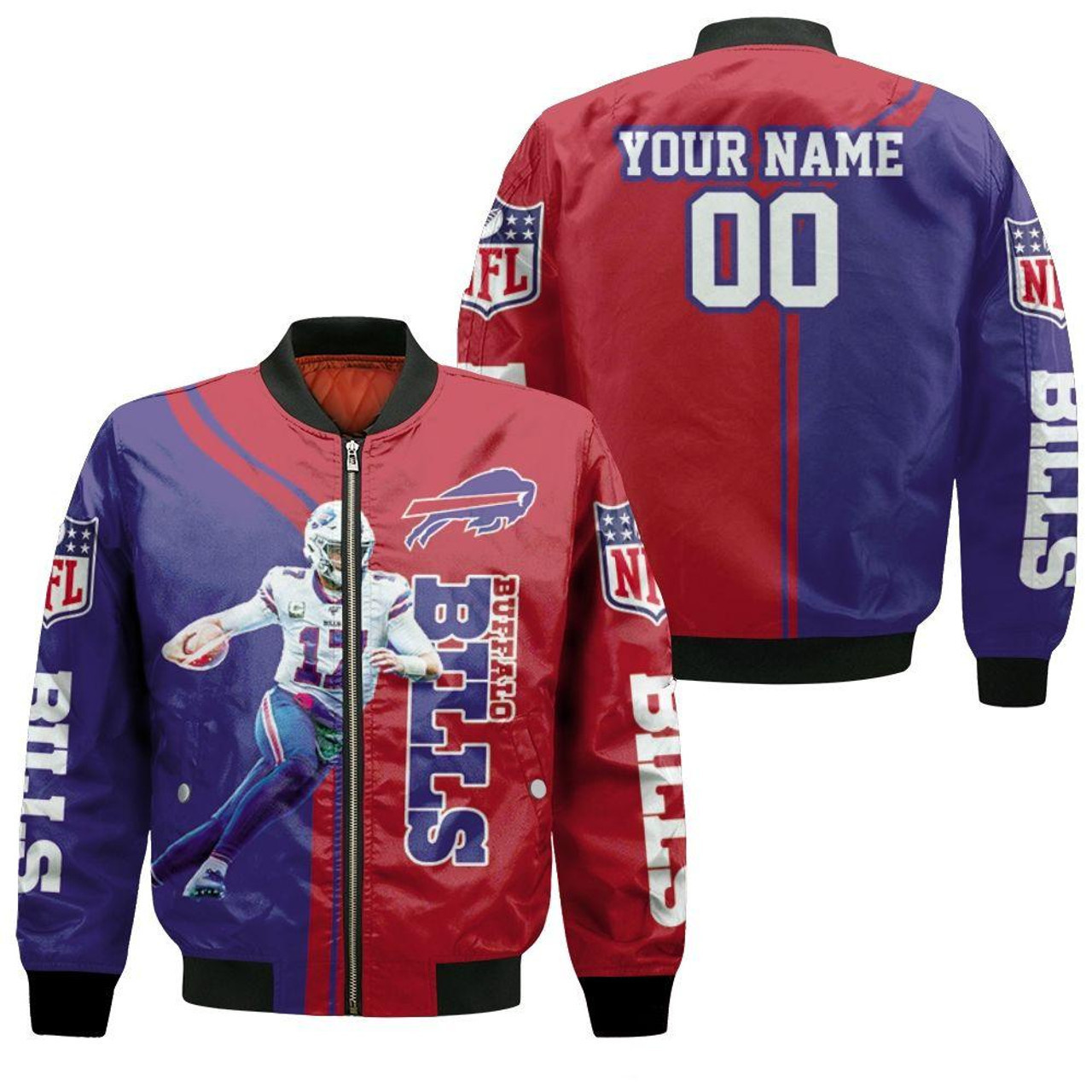 Buffalo Bills Josh Allen Pattern Personalized Bomber Jacket And Purple