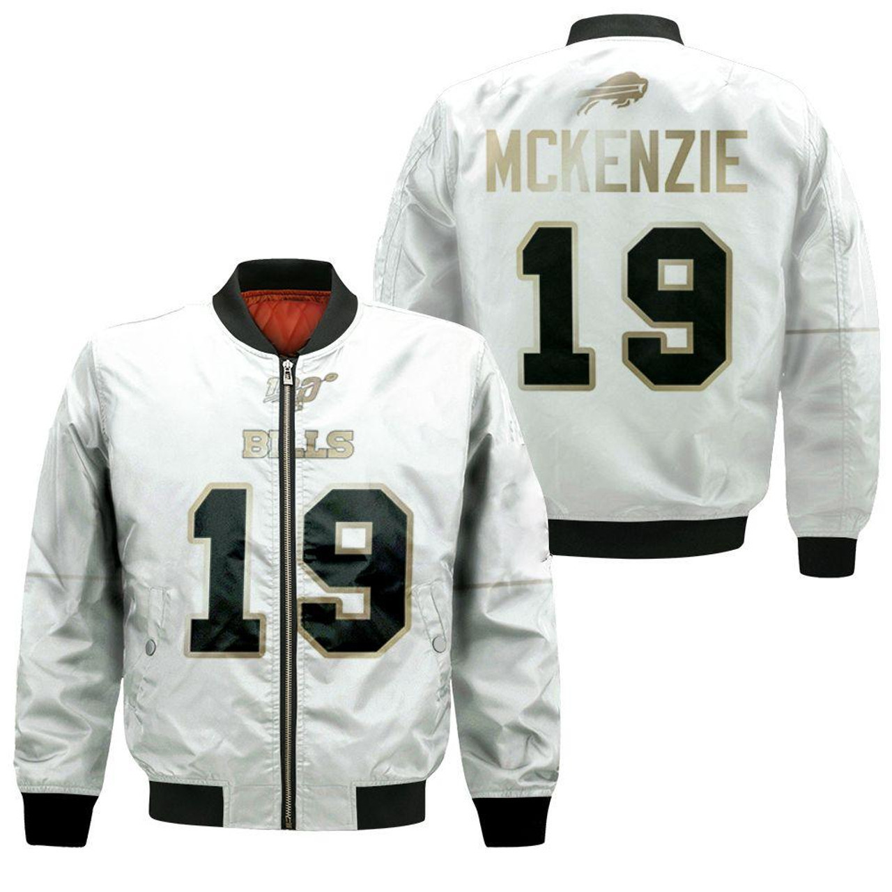 Buffalo Bills Isaiah Mckenzie Bomber Jacket White