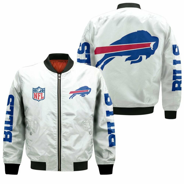 Buffalo Bills Team Logo 3D Bomber Jacket White