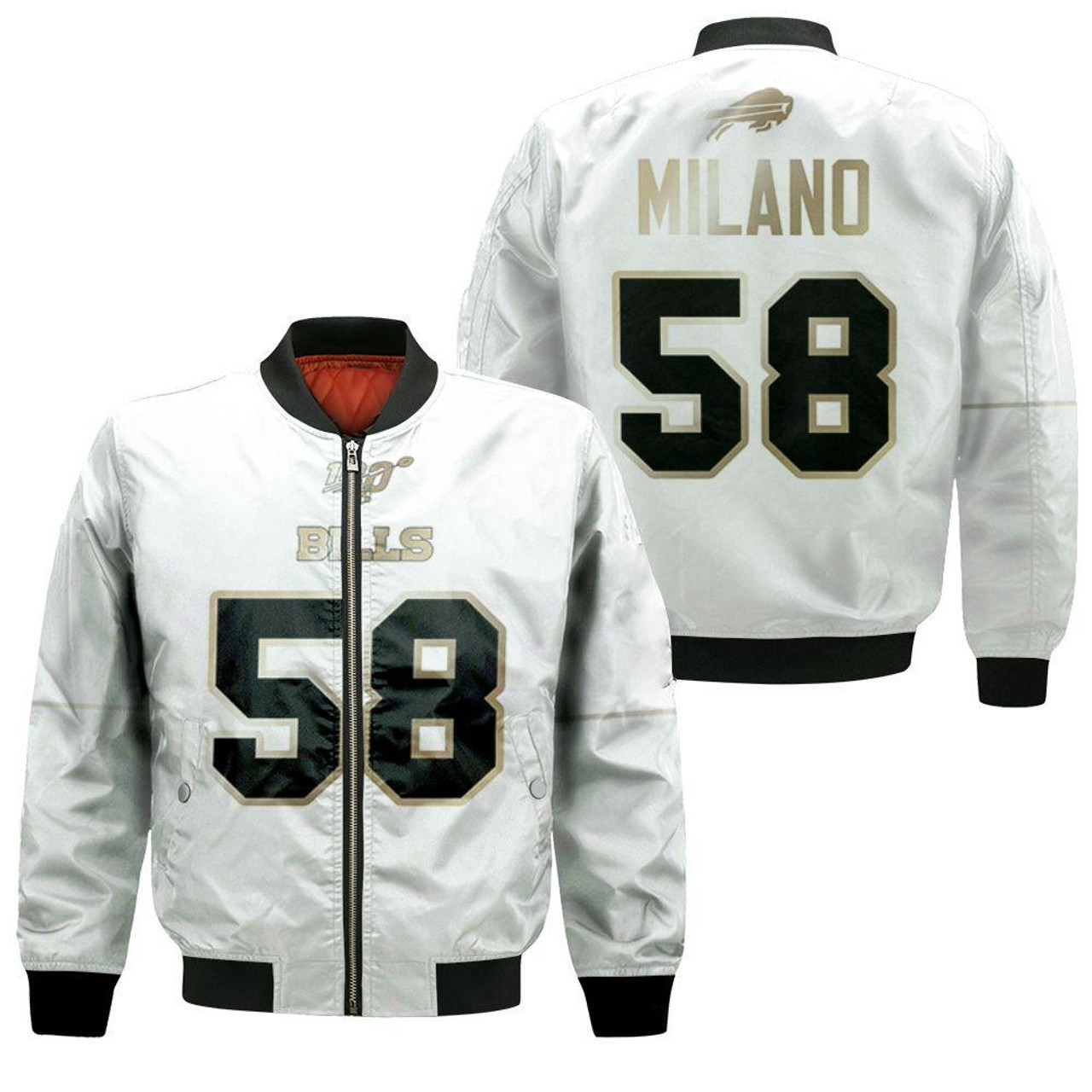 Buffalo Bills Matt Milano Bomber Jacket White