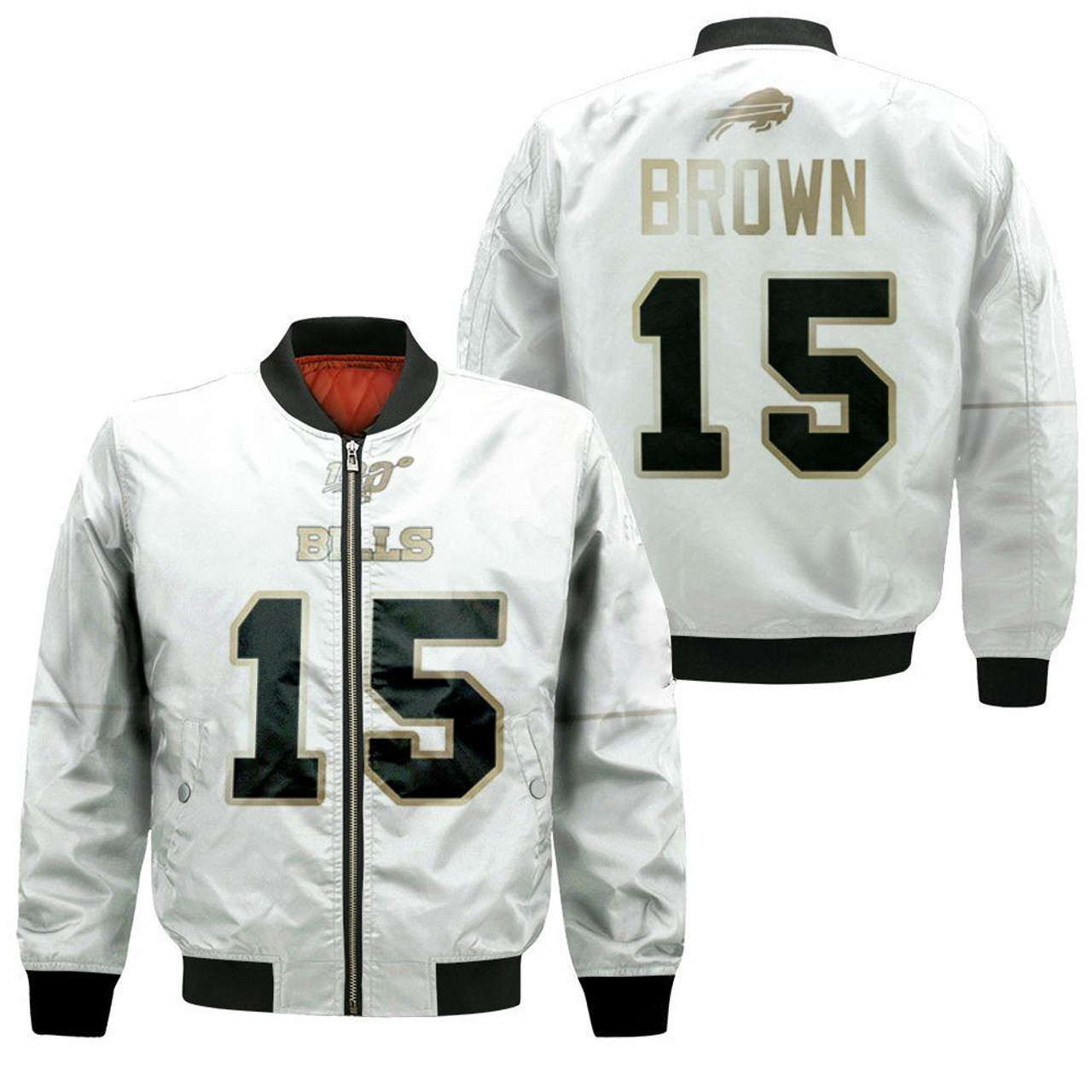 Buffalo Bills John Brown Bomber Jacket White