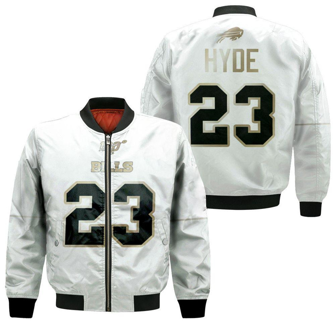 Buffalo Bills Micah Hyde Bomber Jacket White