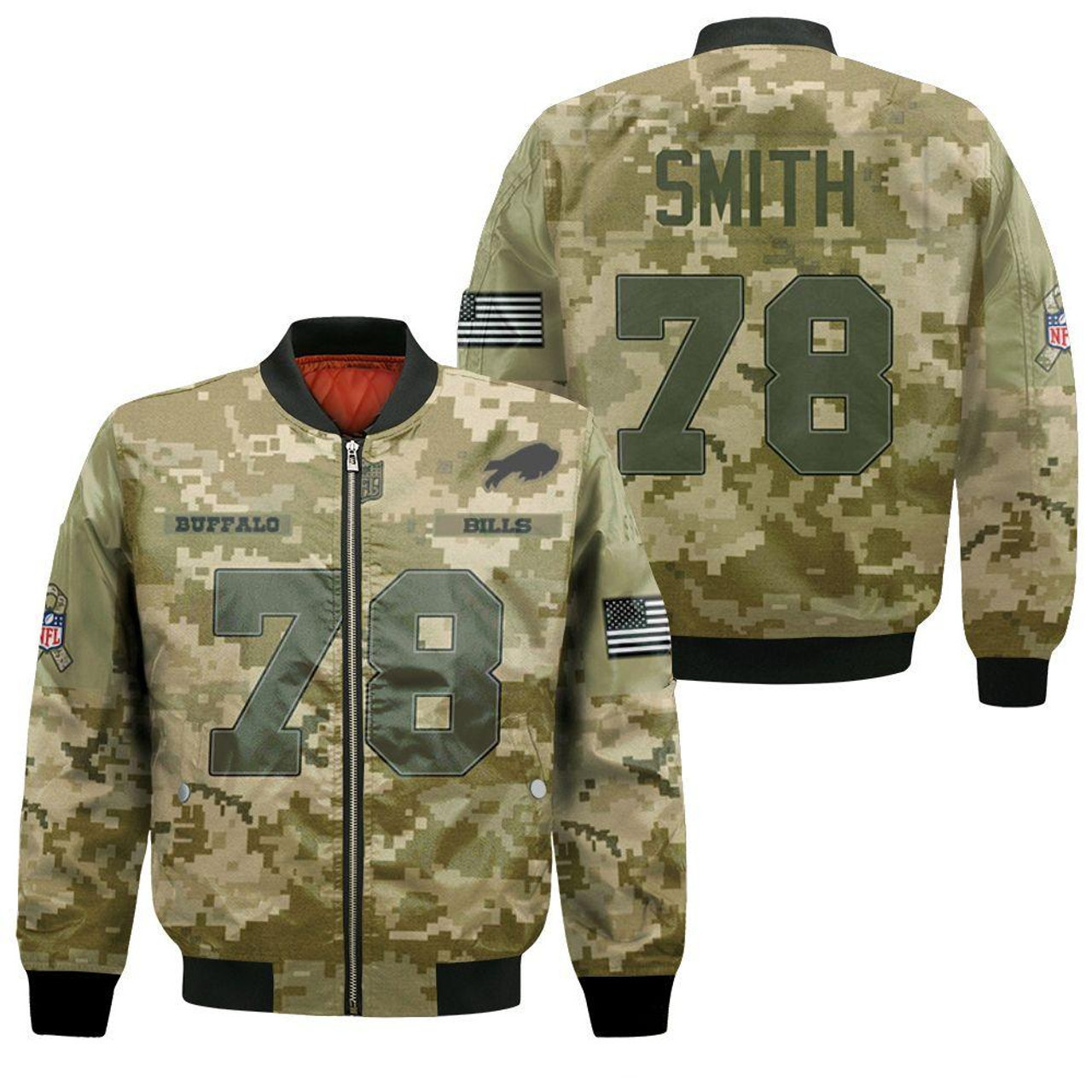 Buffalo Bills Bruce Smith Bomber Jacket Army