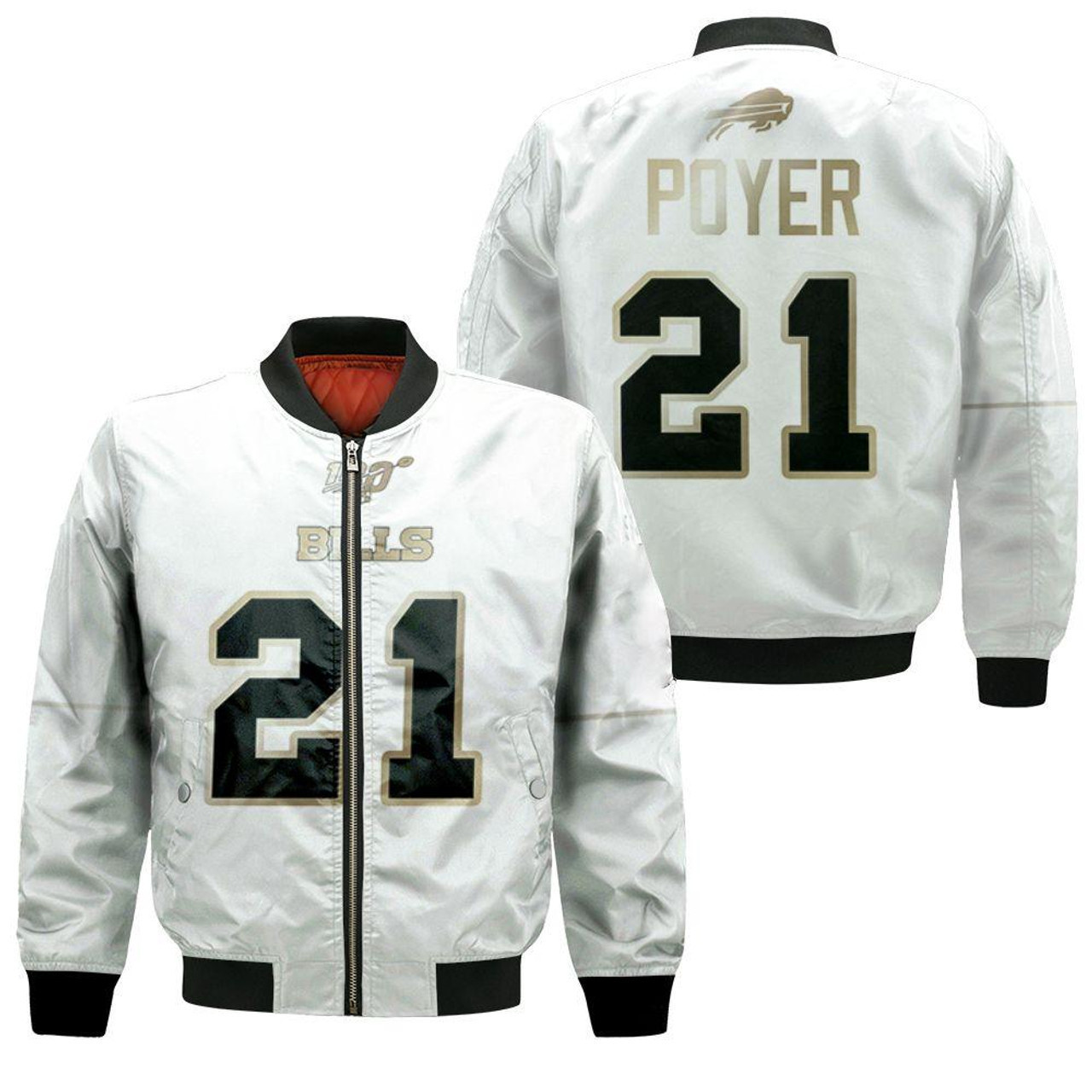 Buffalo Bills Jordan Poyer Bomber Jacket White
