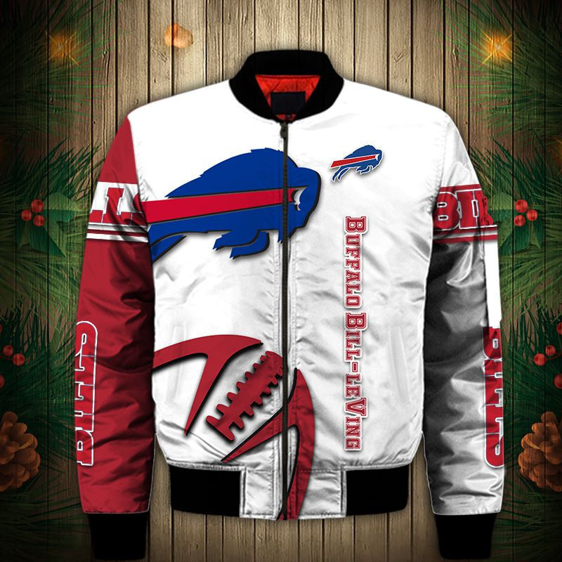 Buffalo Bills Graphic Ball Bomber Jacket Whiteand Red