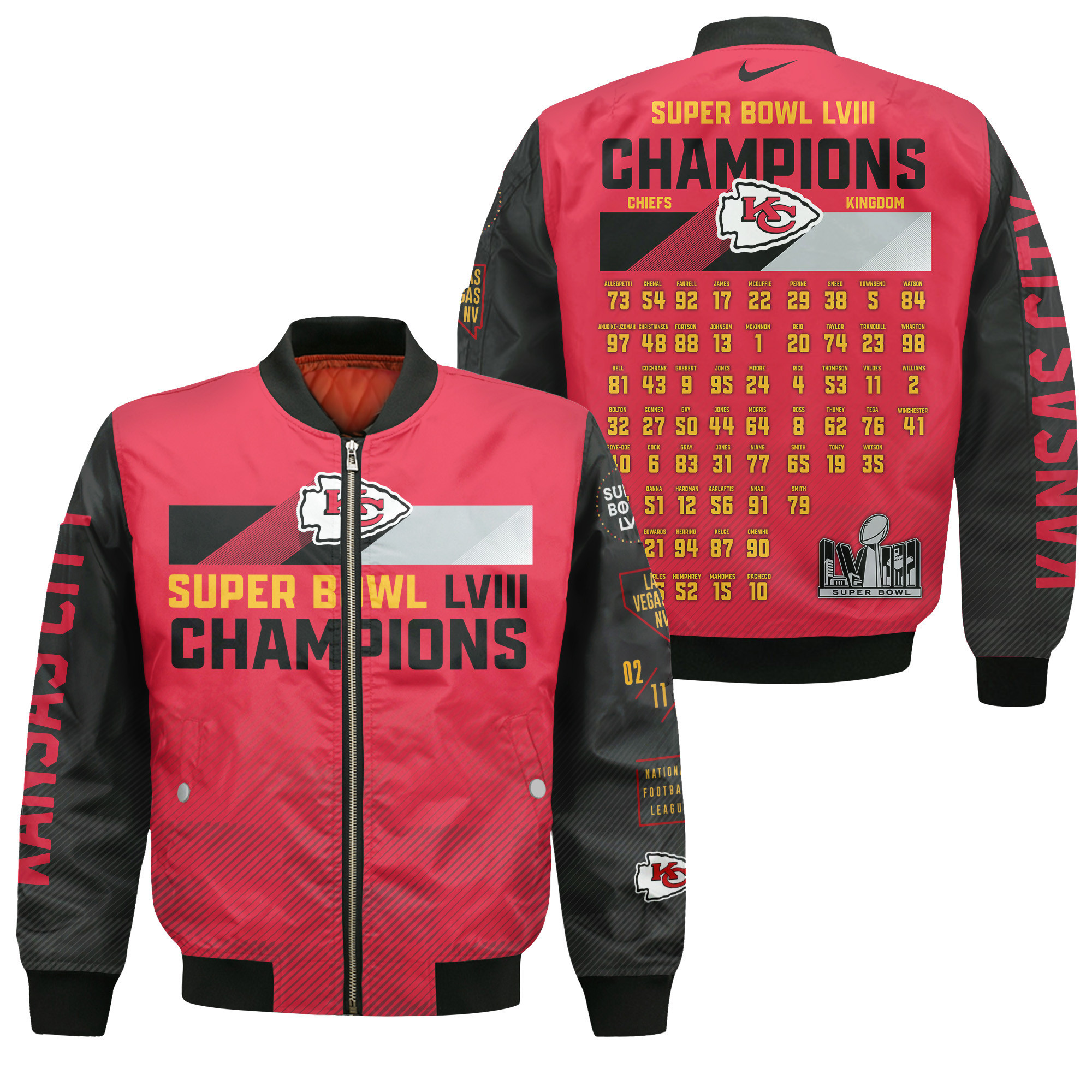 Kansas City Chiefs National Football League 2025 Champions Full Zip Bomber Jacket