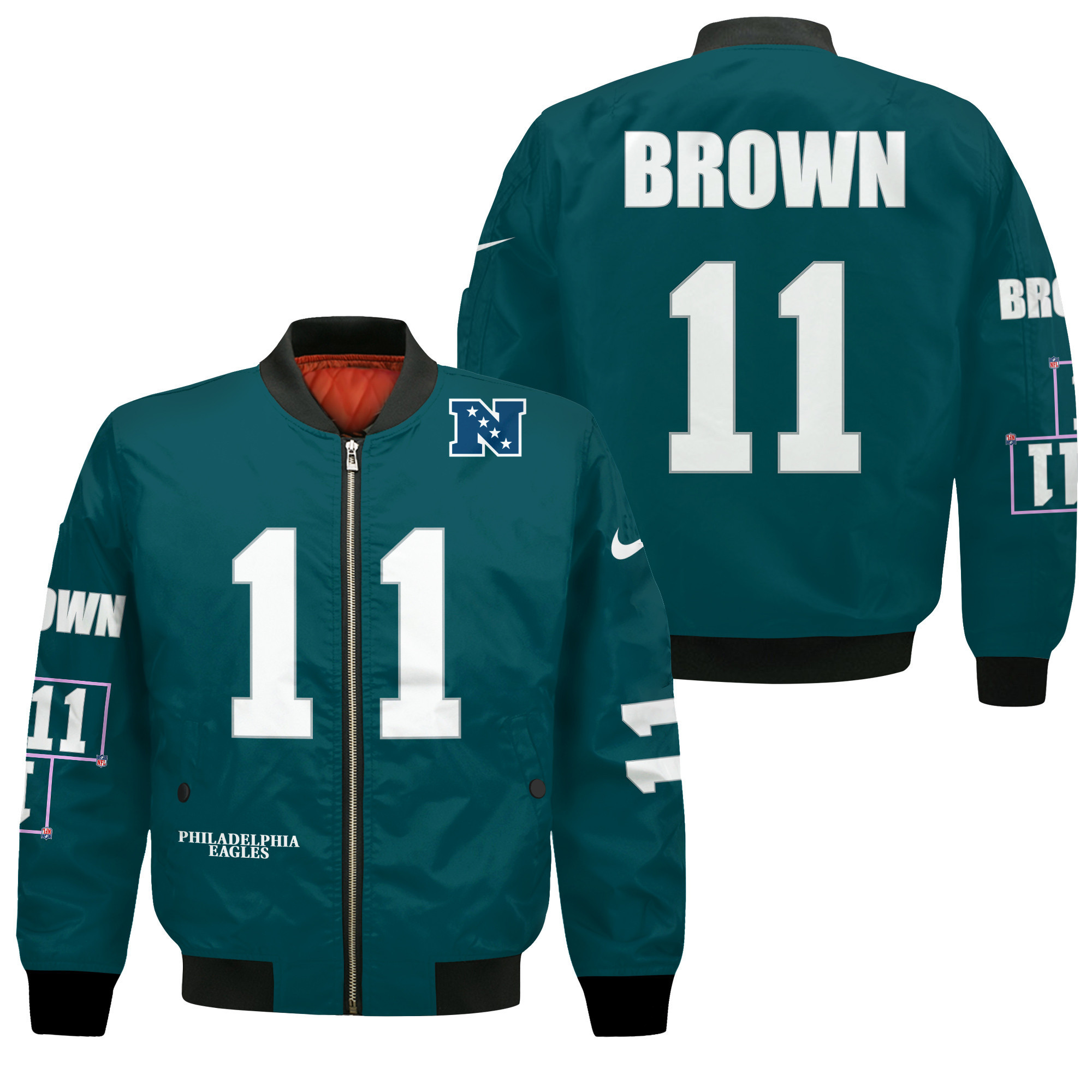 A. J. Brown #11 Philadelphia Eagles National Football League Unique Design Bomber Jacket