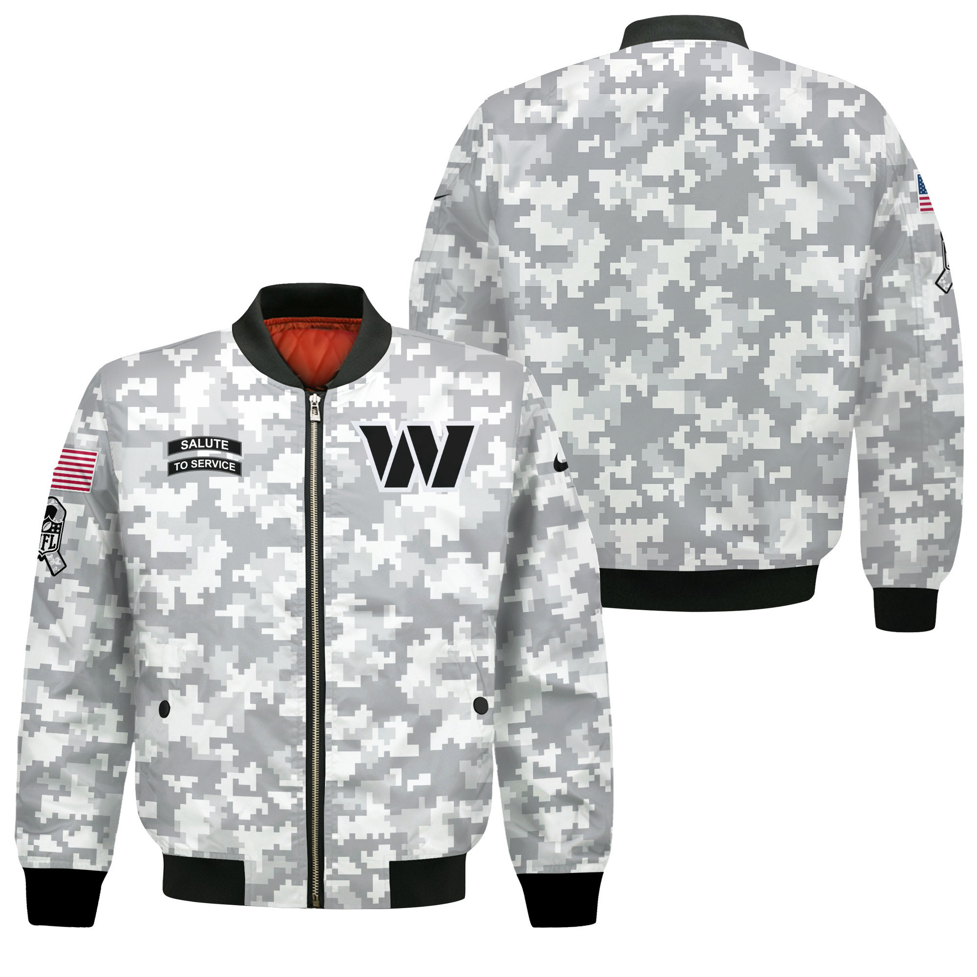 Washington Commanders National Football League Arctic Camo Bomber Jacket