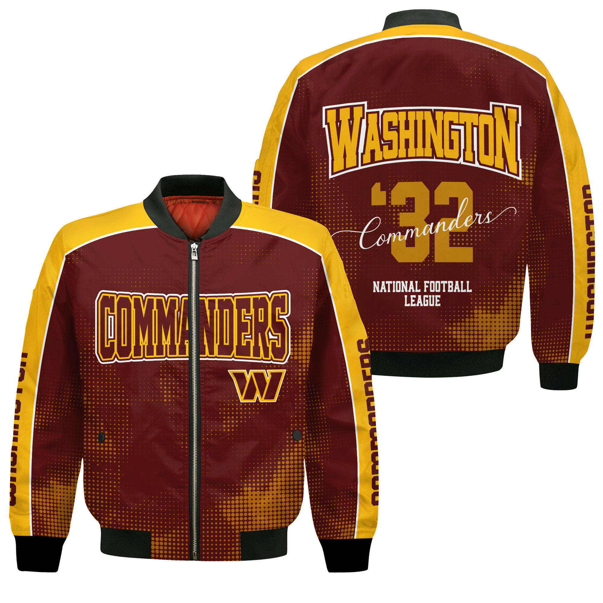 Washington Commanders Football Team Heart Beats In Unison Bomber Jacket
